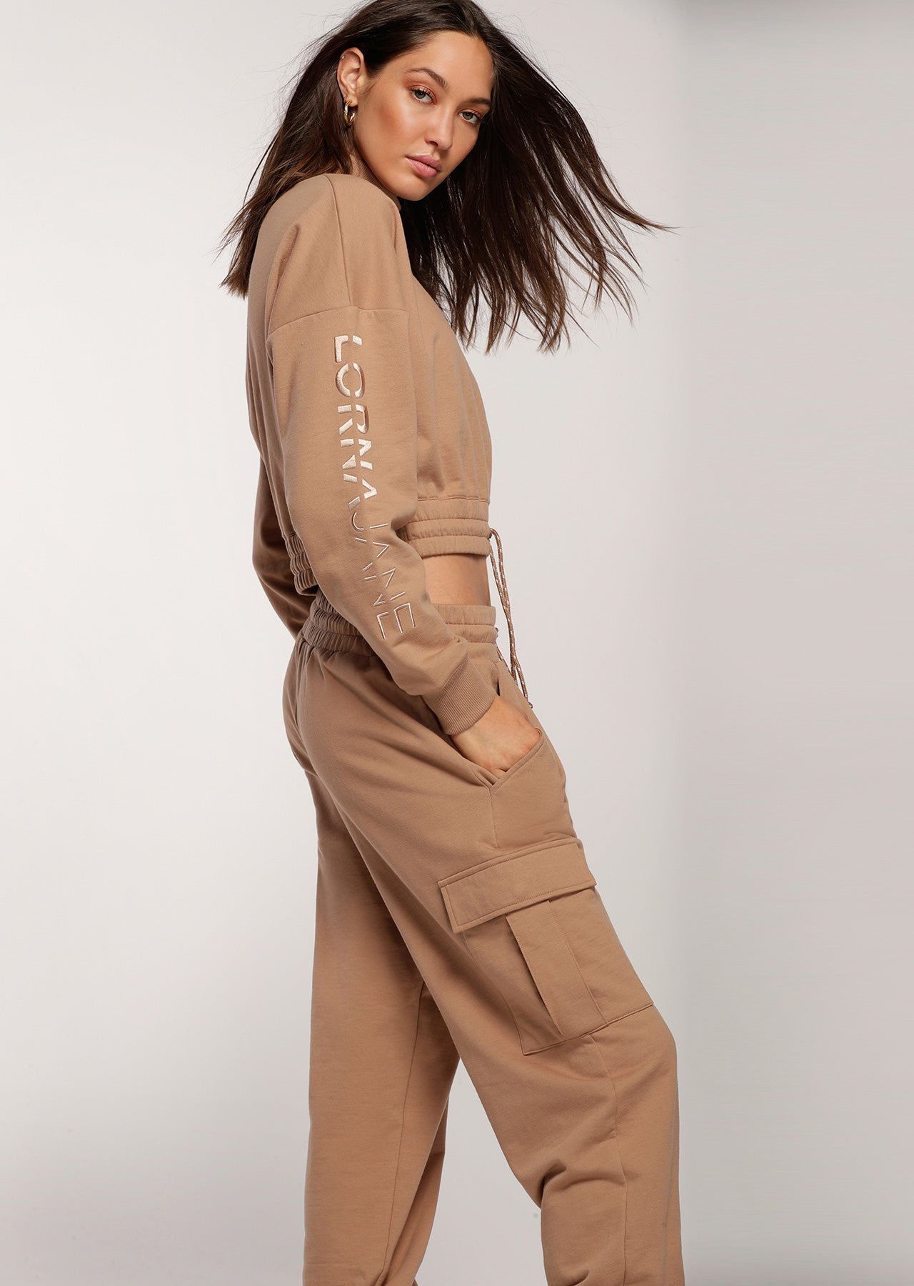 Lorna Jane Ribbed Neck Iconic Sweat - Biscuit