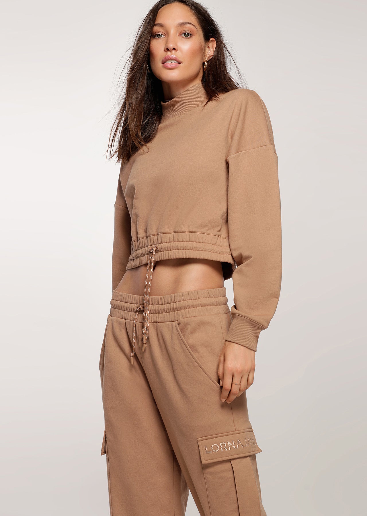 Lorna Jane Ribbed Neck Iconic Sweat - Biscuit