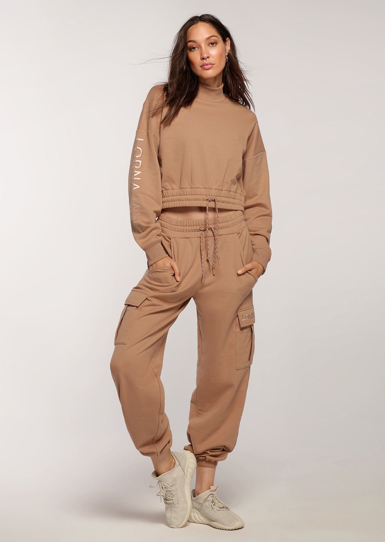 Lorna Jane Ribbed Neck Iconic Sweat - Biscuit