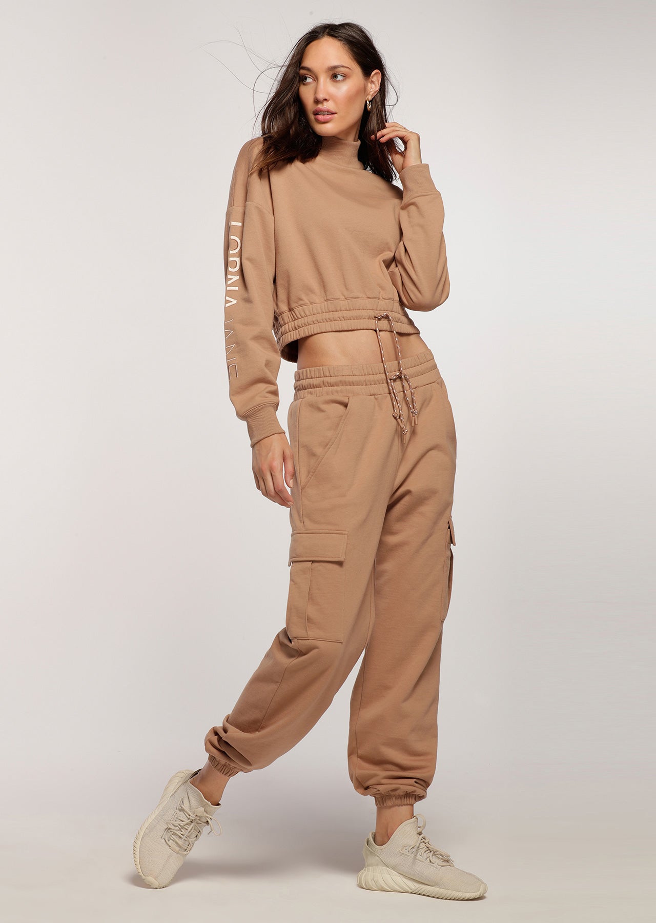 Lorna Jane Ribbed Neck Iconic Sweat - Biscuit