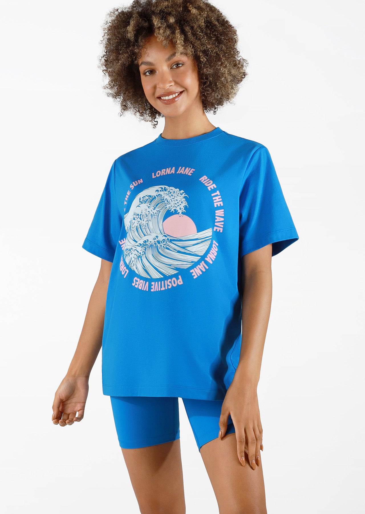Lorna Jane Ride The Wave Oversized Tee - Cornflower