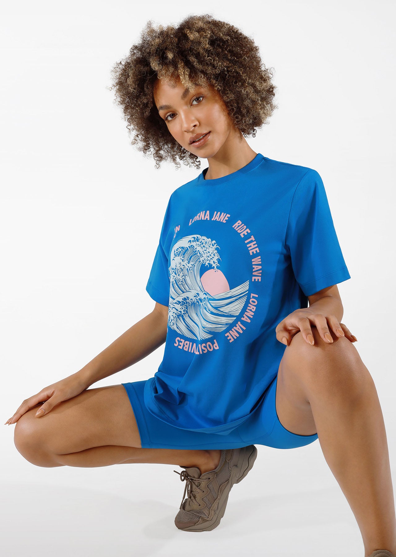 Lorna Jane Ride The Wave Oversized Tee - Cornflower