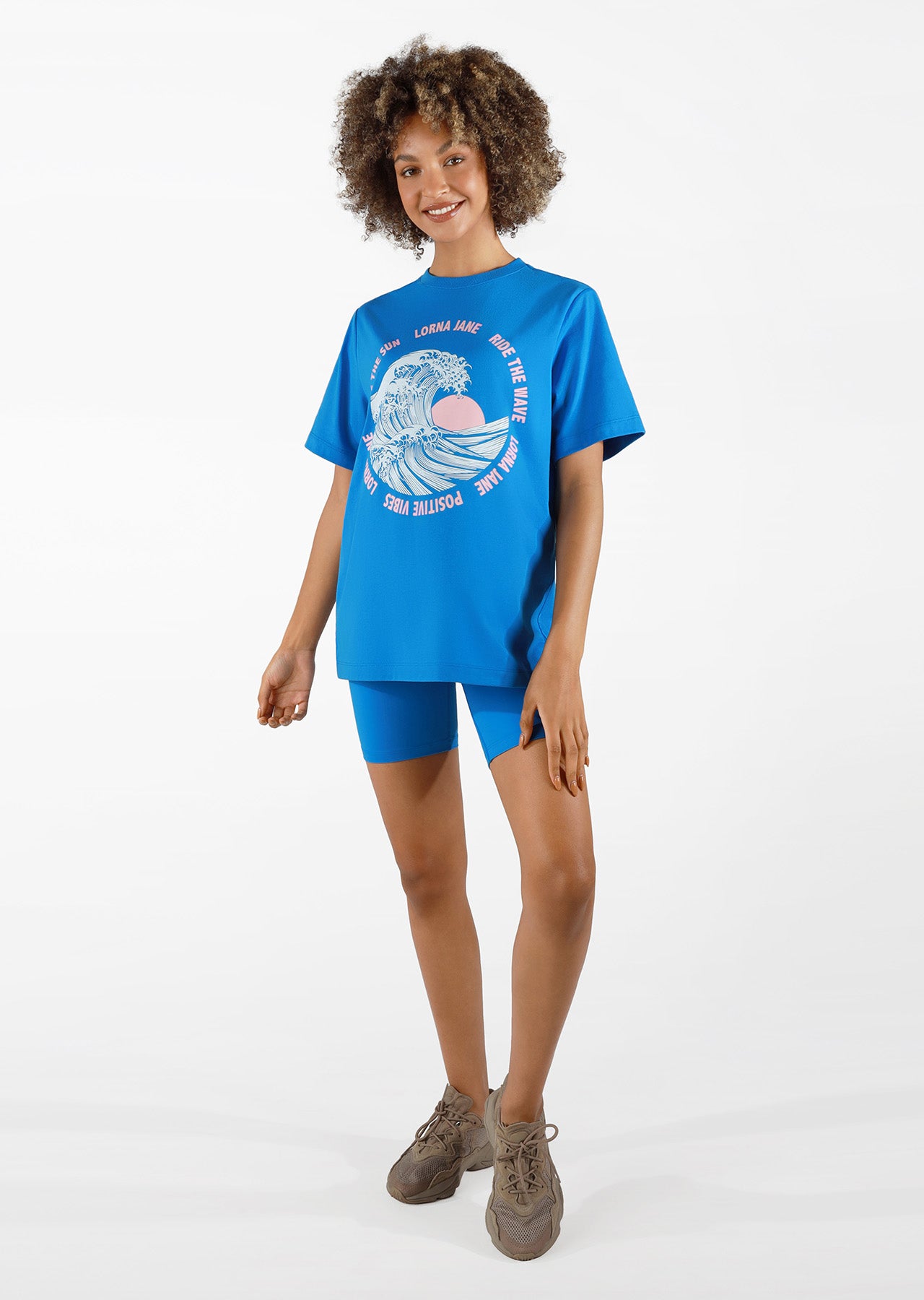 Lorna Jane Ride The Wave Oversized Tee - Cornflower