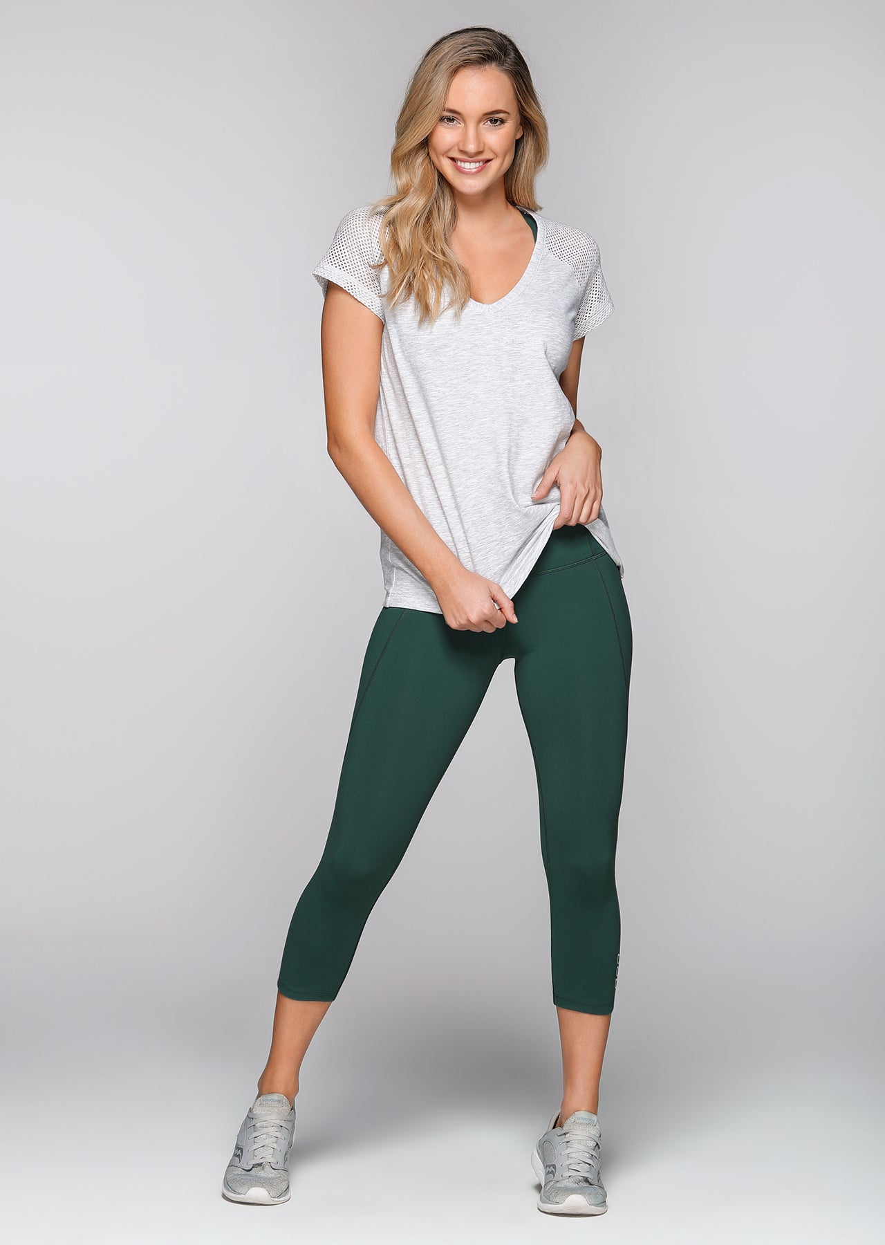Lorna Jane Rival S/Slv T-Shirt - Light Grey Marl