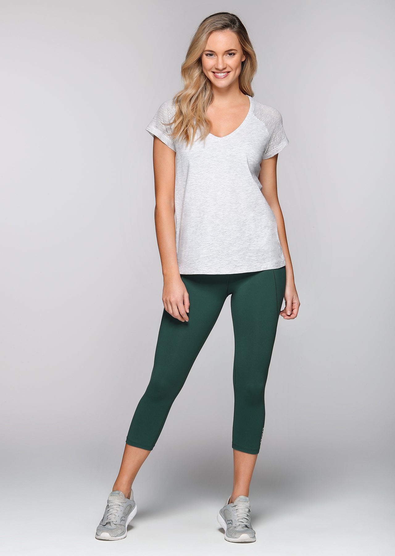 Lorna Jane Rival S/Slv T-Shirt - Light Grey Marl