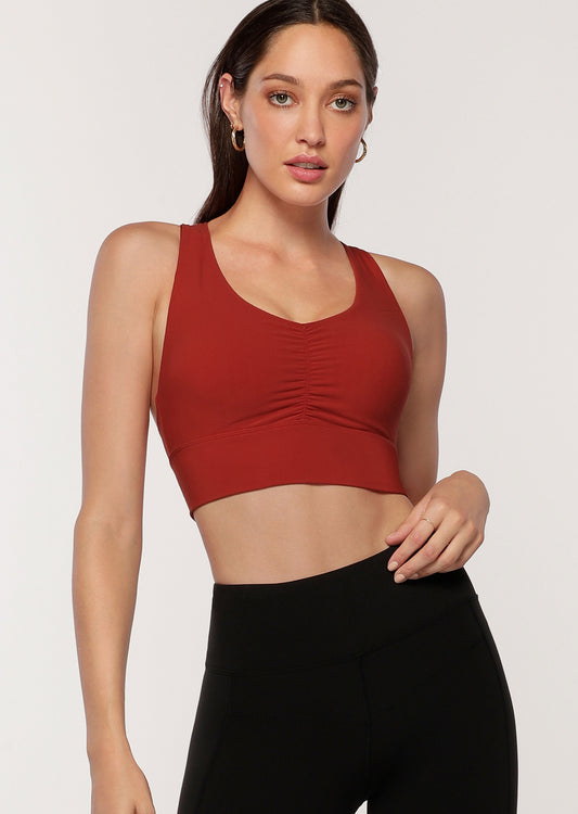 Lorna Jane Ruched Front Sports Bra - Dark Copper