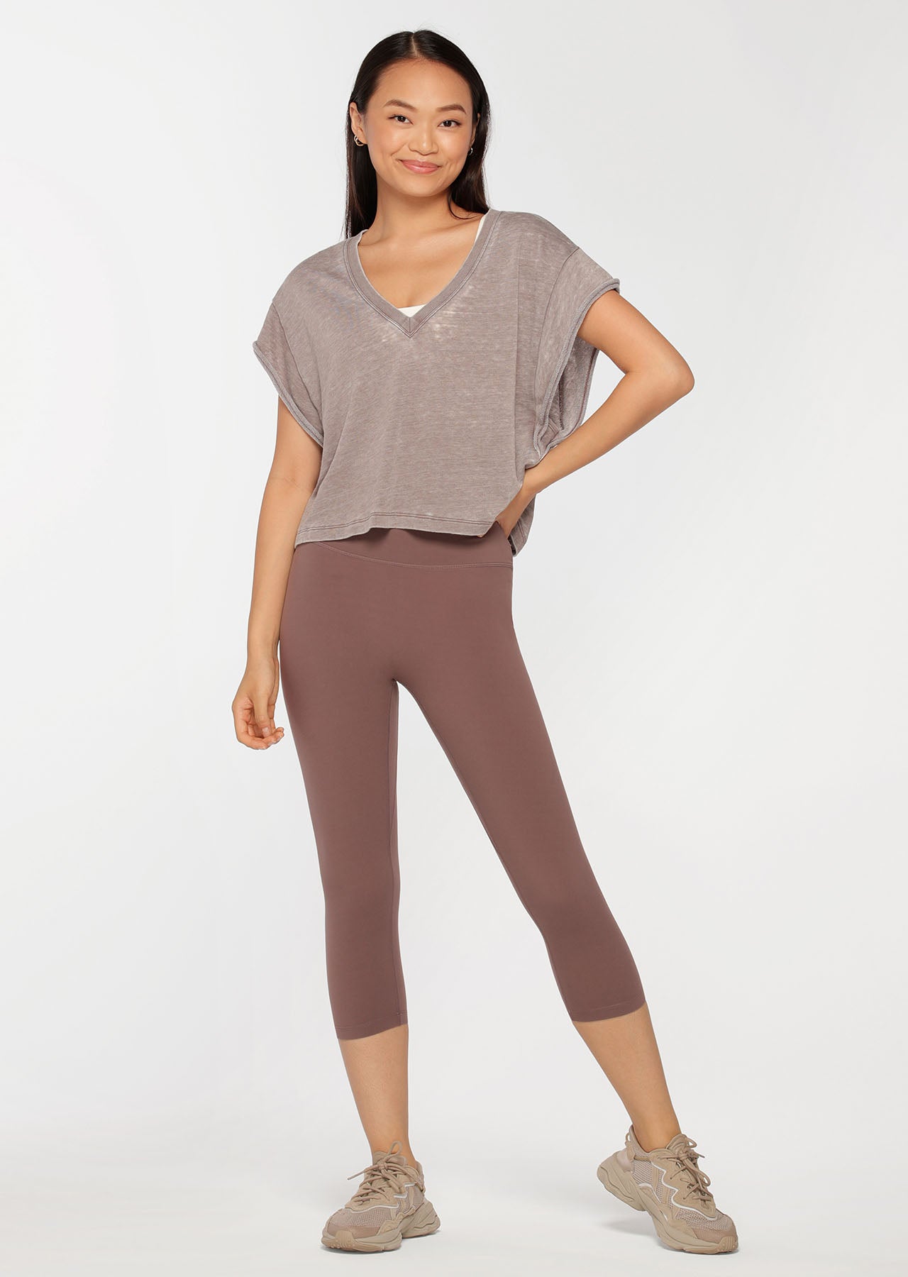 Lorna Jane Rumble Muscle Tee - Washed Stone