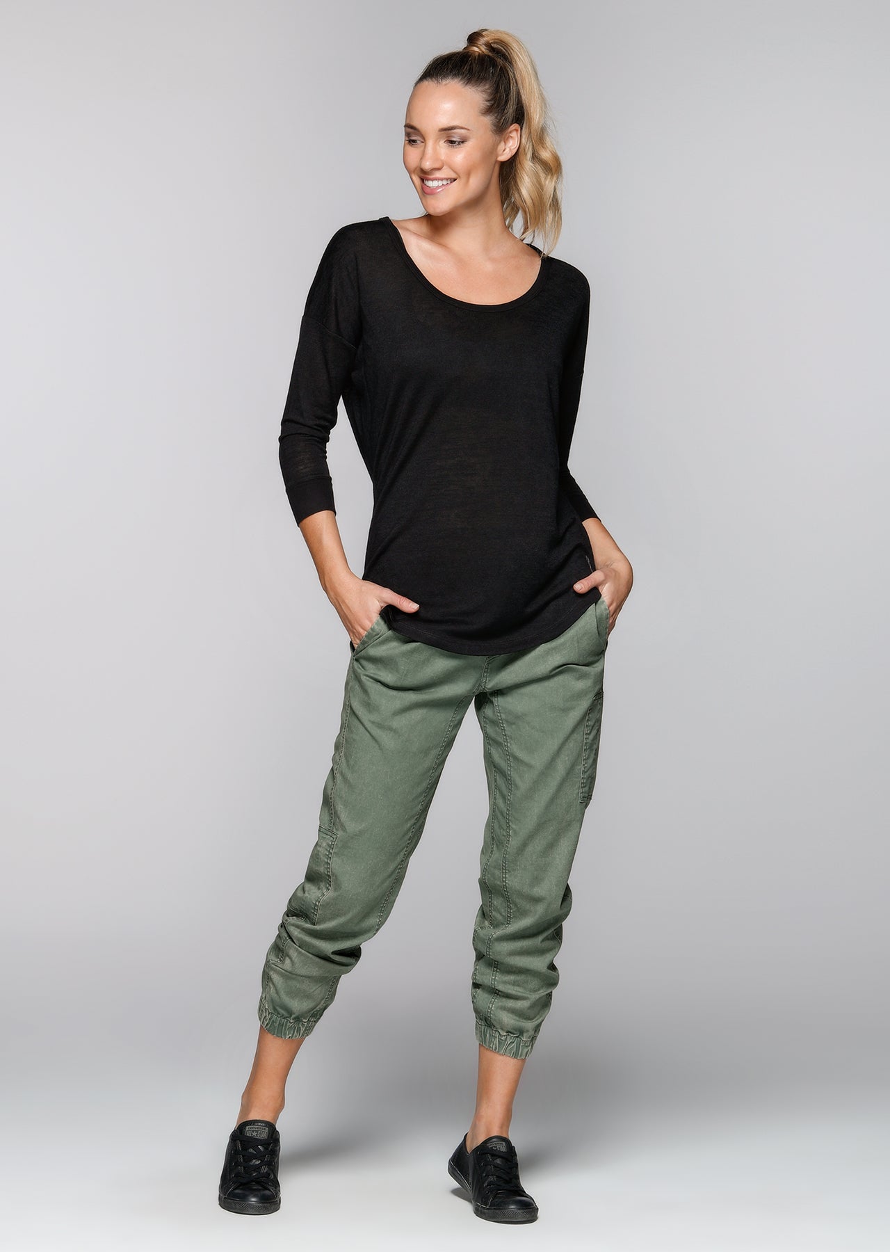 Lorna Jane Salton Lifestyle 3/4 Top - Black