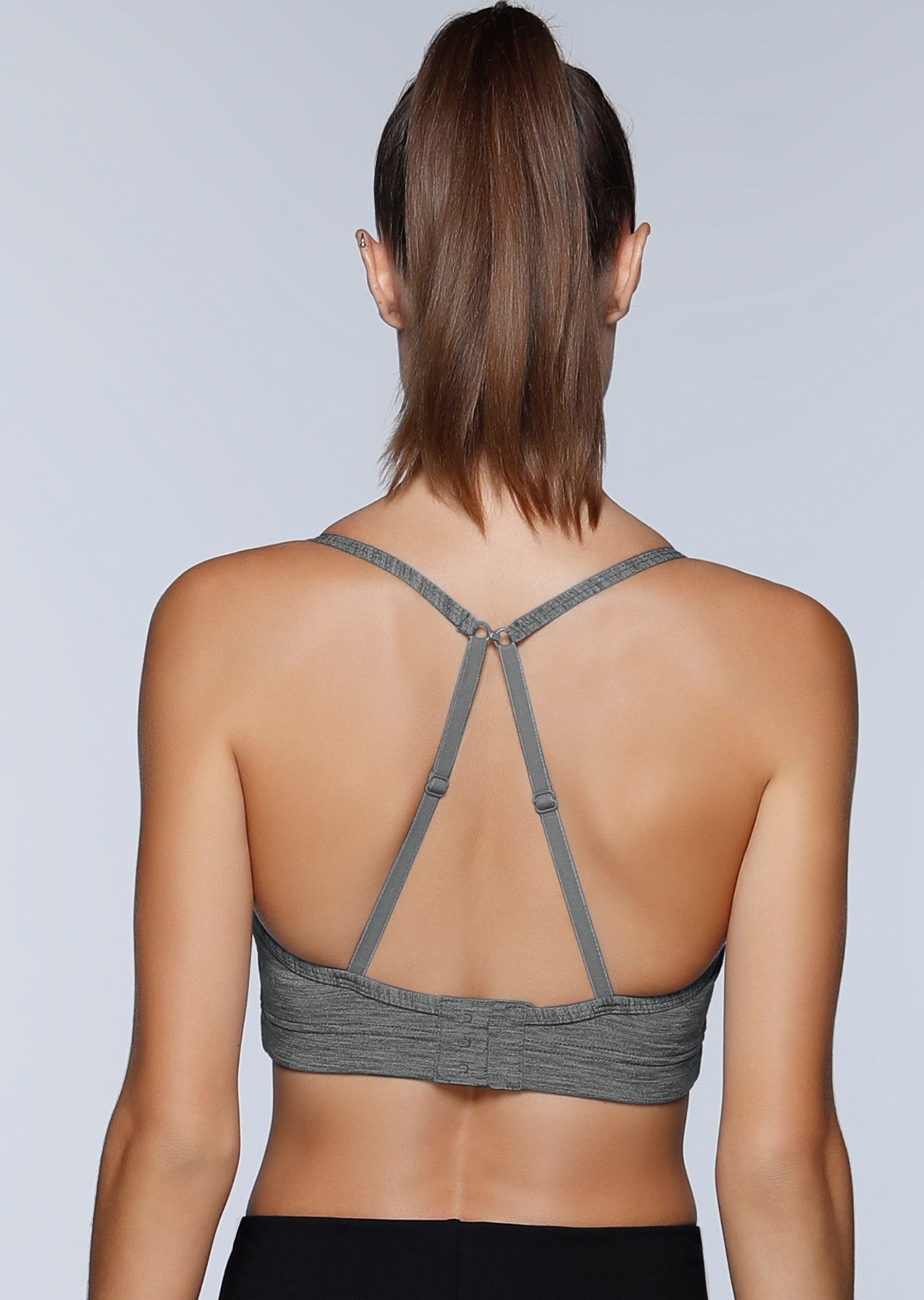Lorna Jane Sammy Sports Bra - Mid Grey Marl Stripe