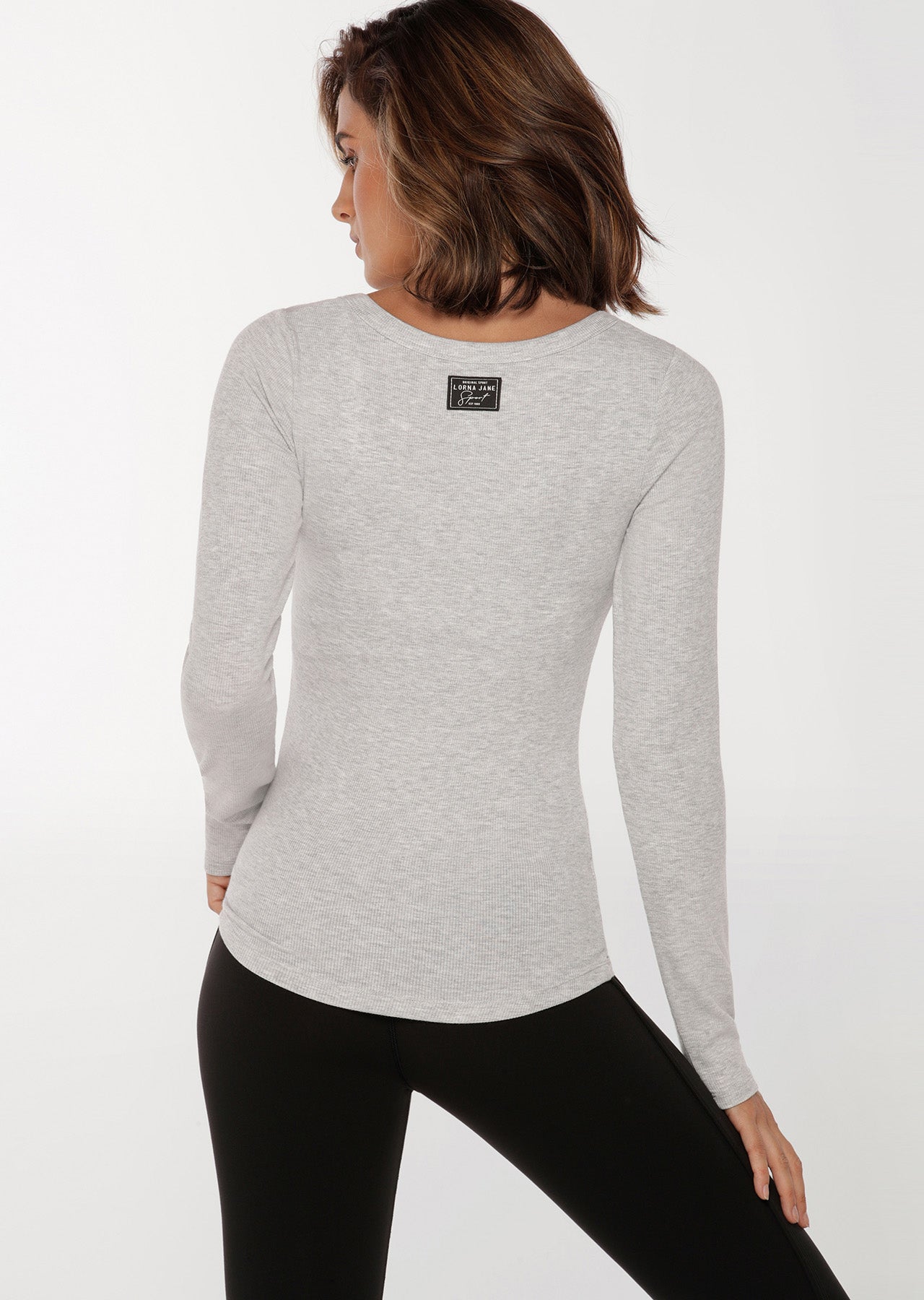 Lorna Jane Serene Long Sleeve Top - Light Grey Marl