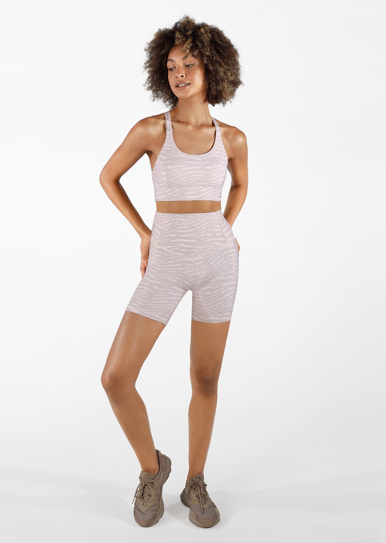 Lorna Jane Shape And Support Bike Shorts - Neutral Safari Print