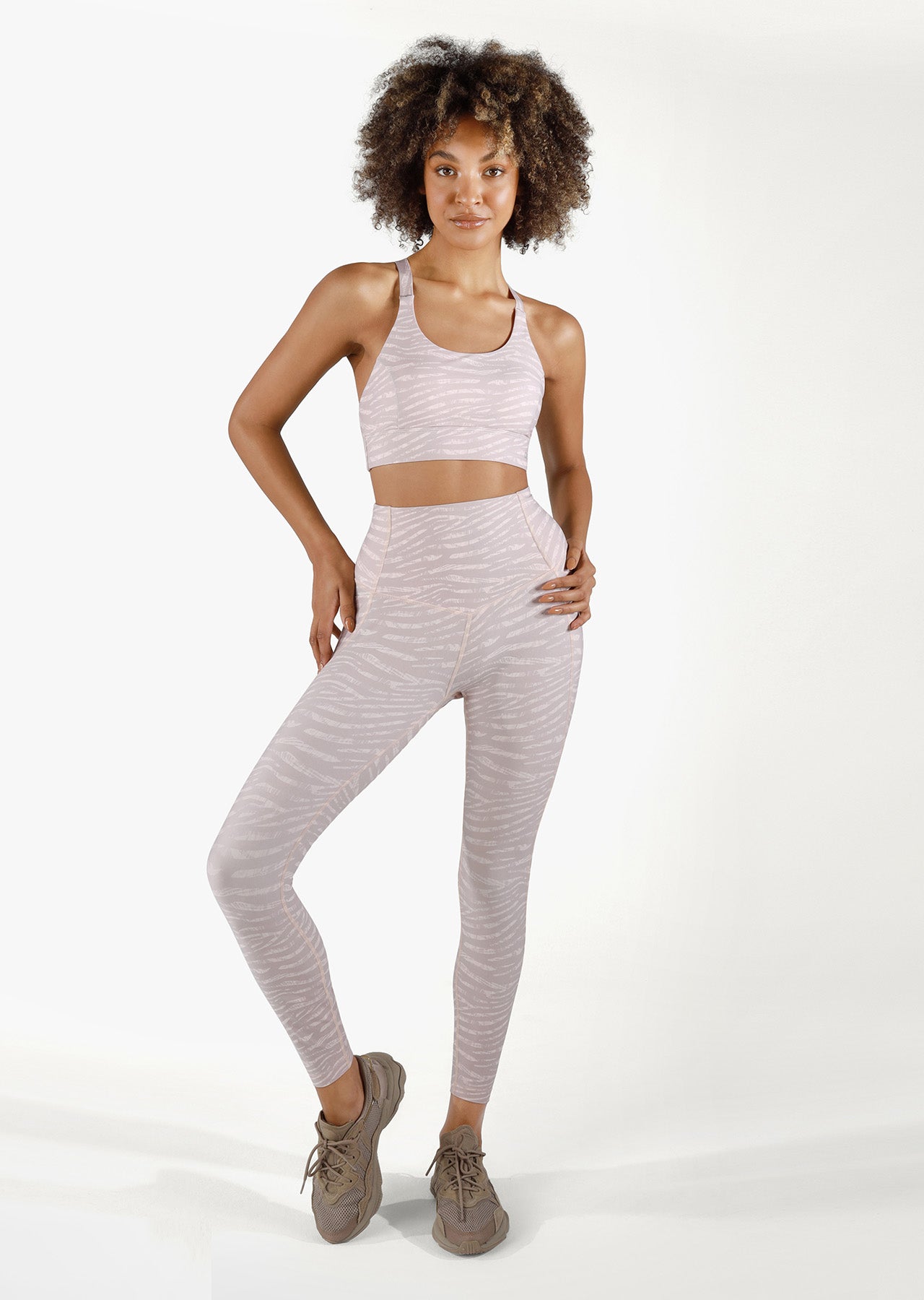 Lorna Jane Shape And Support Recycled Ankle Biter Leggings - Neutral Safari Print