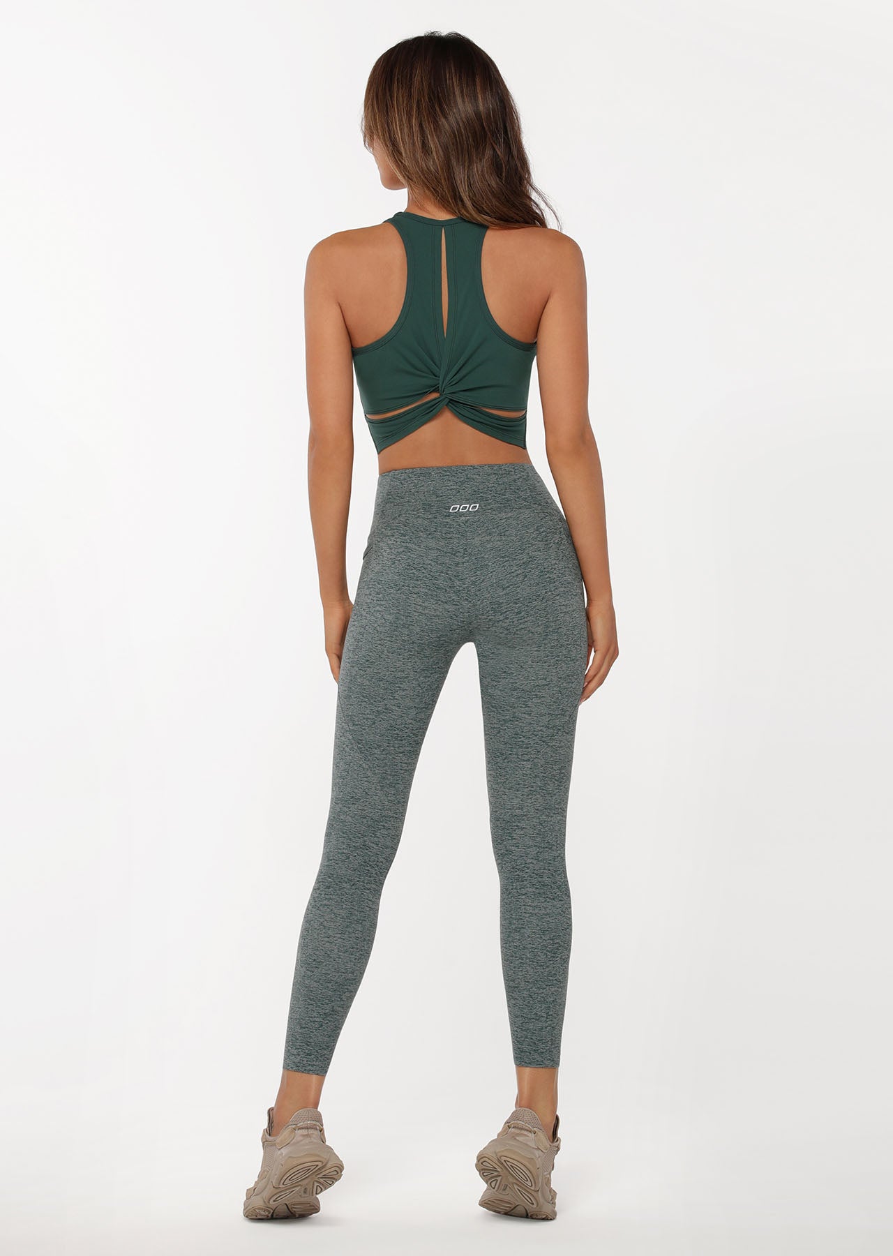 Lorna Jane Side Line Active Bra Tank Combo - Antique Green