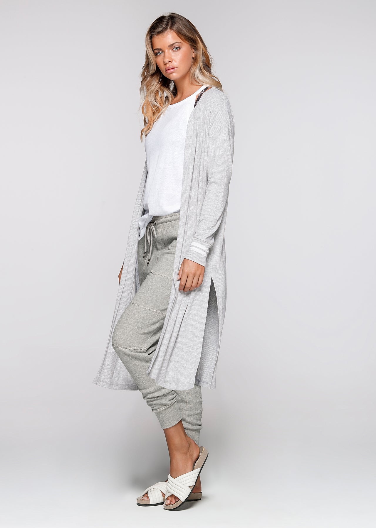 Lorna Jane Sienna Long Line Cardi - Grey Marl