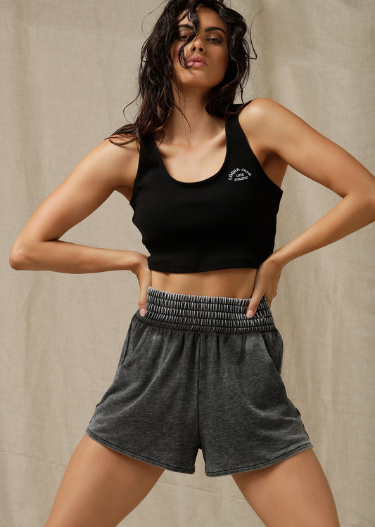 Lorna Jane Signature Cropped Rib Tank - Black