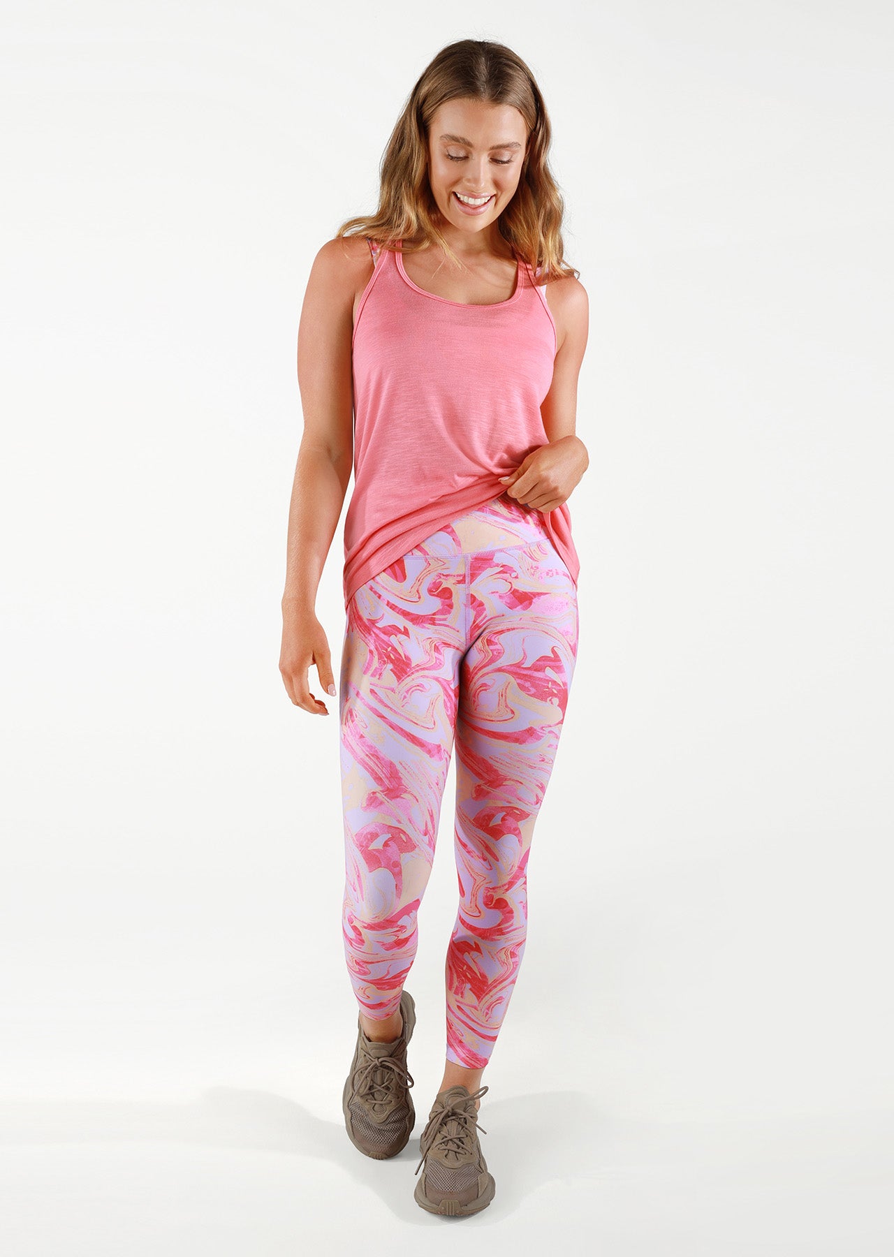 Lorna Jane Slouchy Gym Tank - Pale Pink Grapefruit