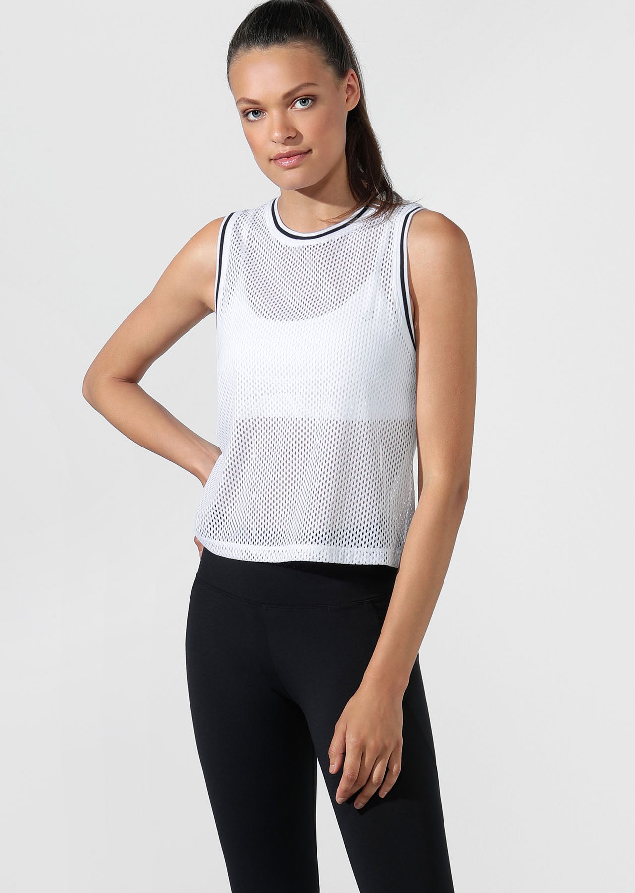 Lorna Jane Socialite Mesh Tank - White