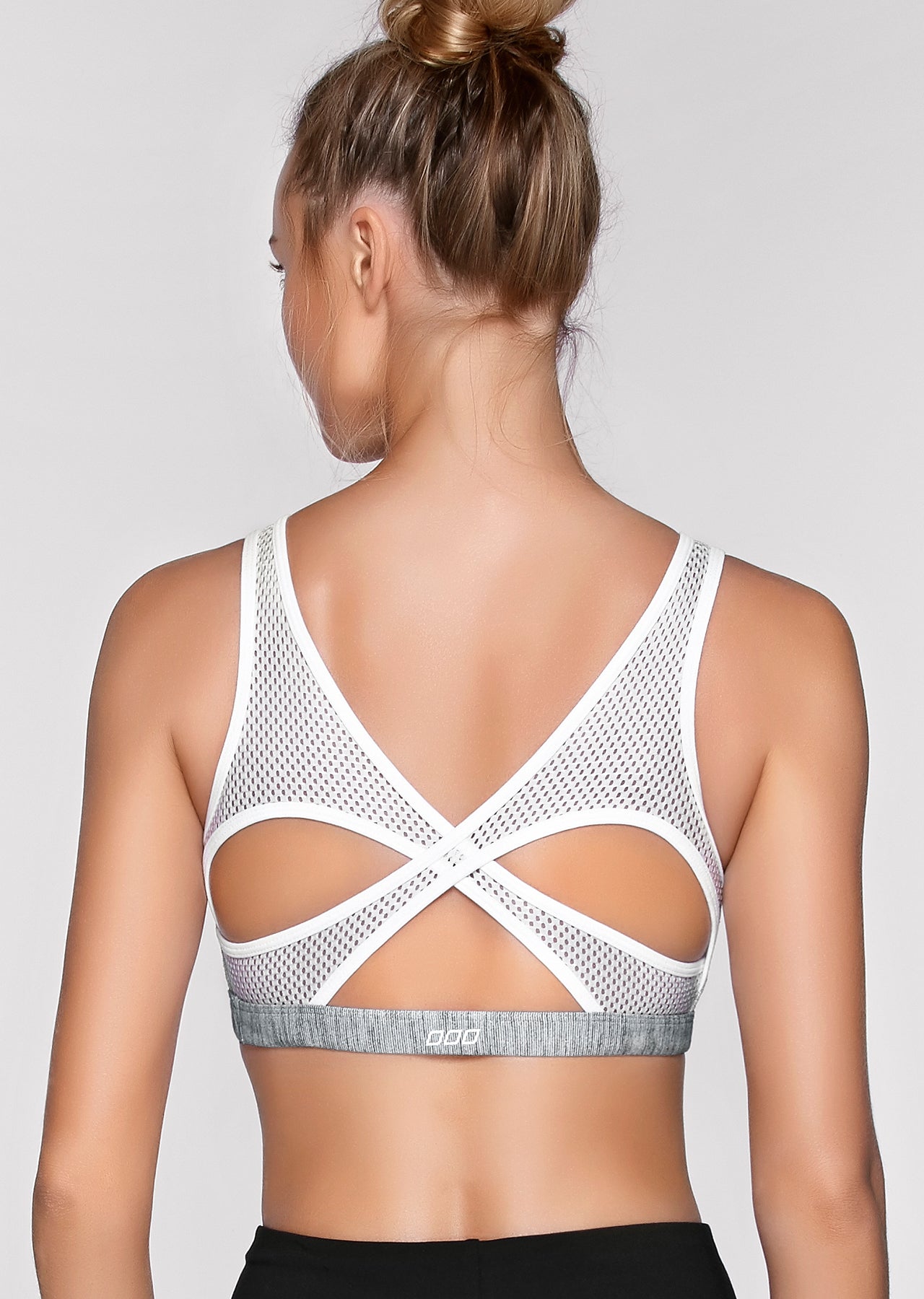 Lorna Jane Socialite Sports Bra - Grey Marl Stripe