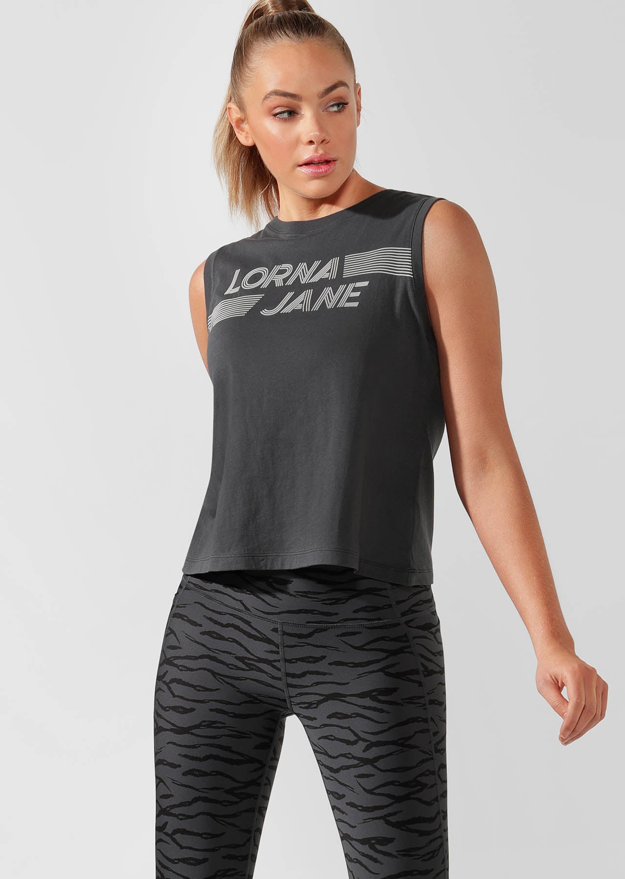 Lorna Jane Speedster Cropped Tank - Titanium