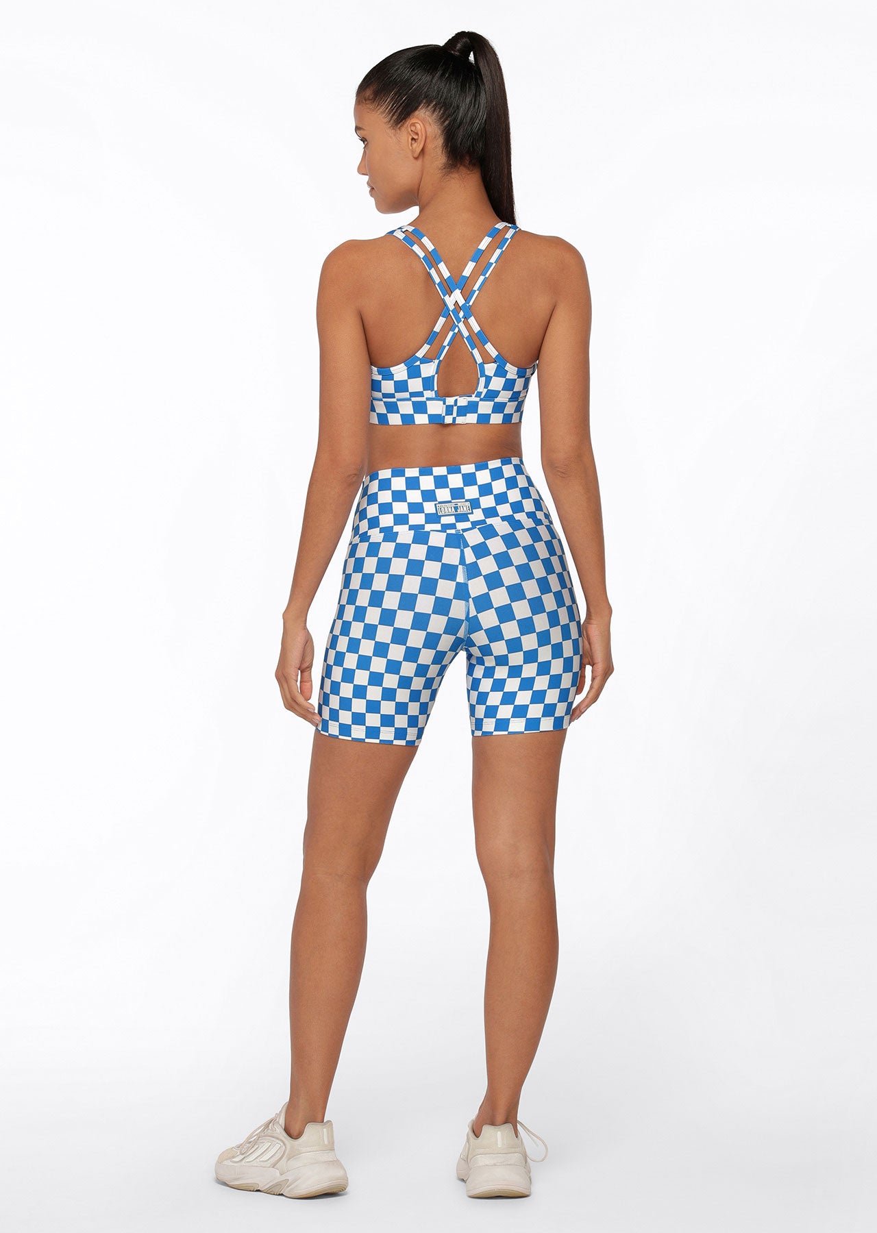 Lorna Jane Speedway Excel Sports Bra - Cornflower Checkerboard Print