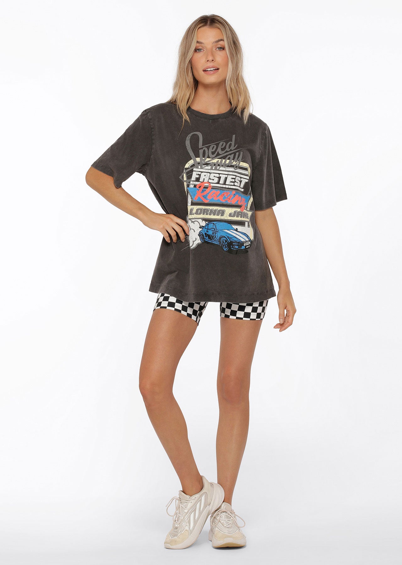 Lorna Jane Speedway Relaxed Tee - Washed Black