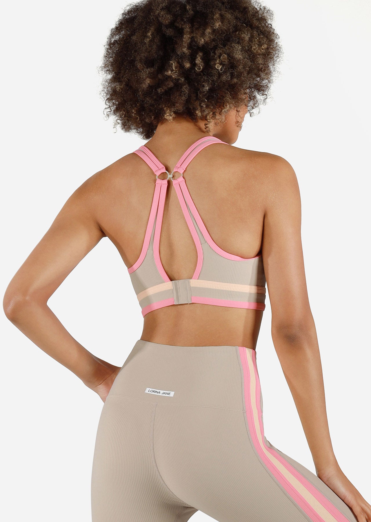 Lorna Jane Spliced Rib Sports Bra - Off White