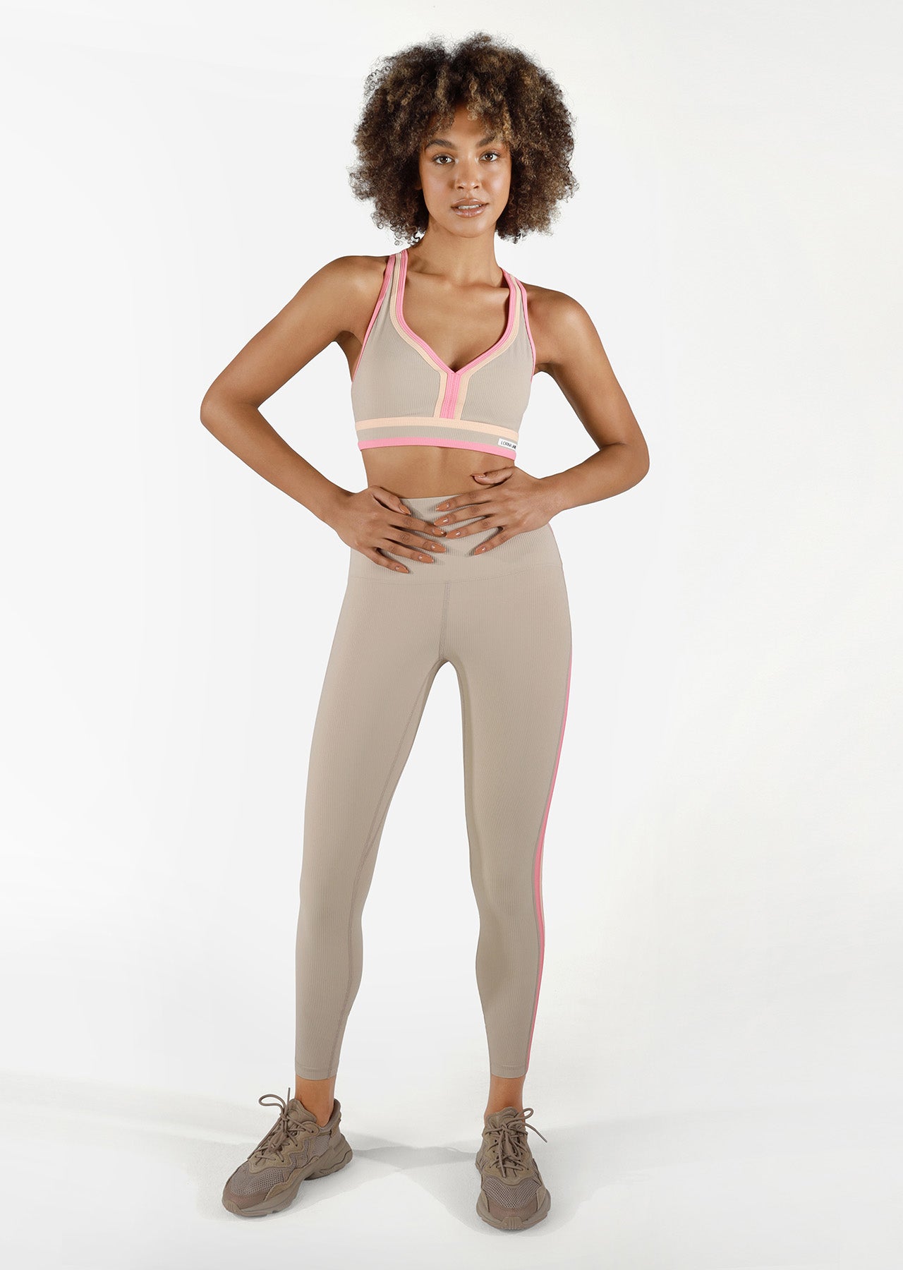 Lorna Jane Spliced Rib Sports Bra - Off White