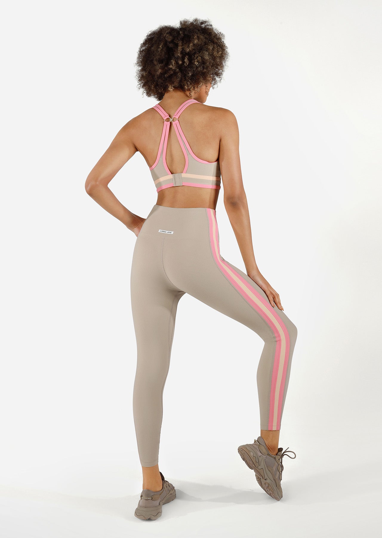 Lorna Jane Spliced Rib Sports Bra - Off White