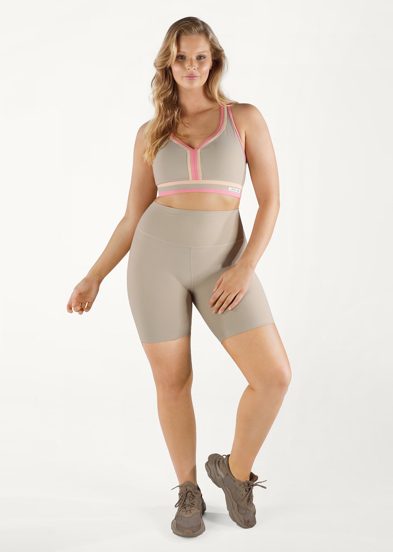 Lorna Jane Spliced Rib Sports Bra - Off White