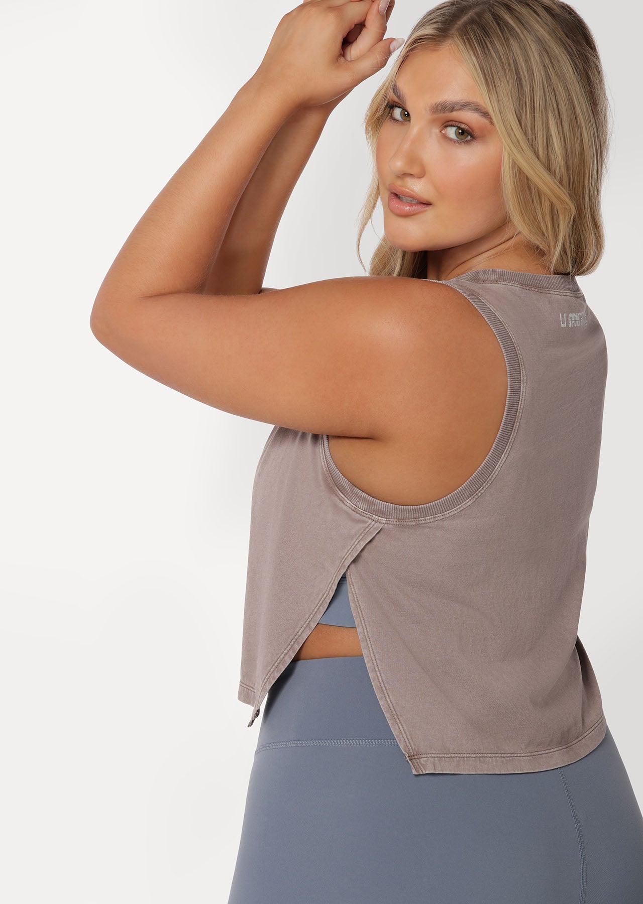 Lorna Jane Split Tank - Washed Bone