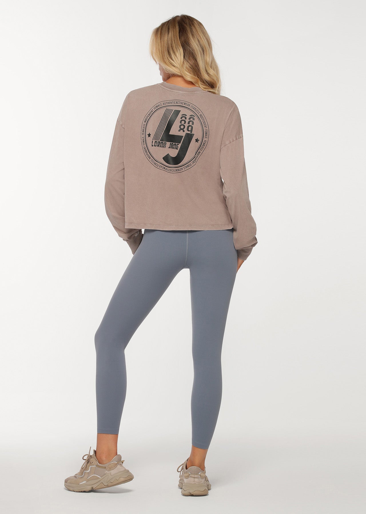 Lorna Jane Sports Club Long Sleeve Top - Washed Bone