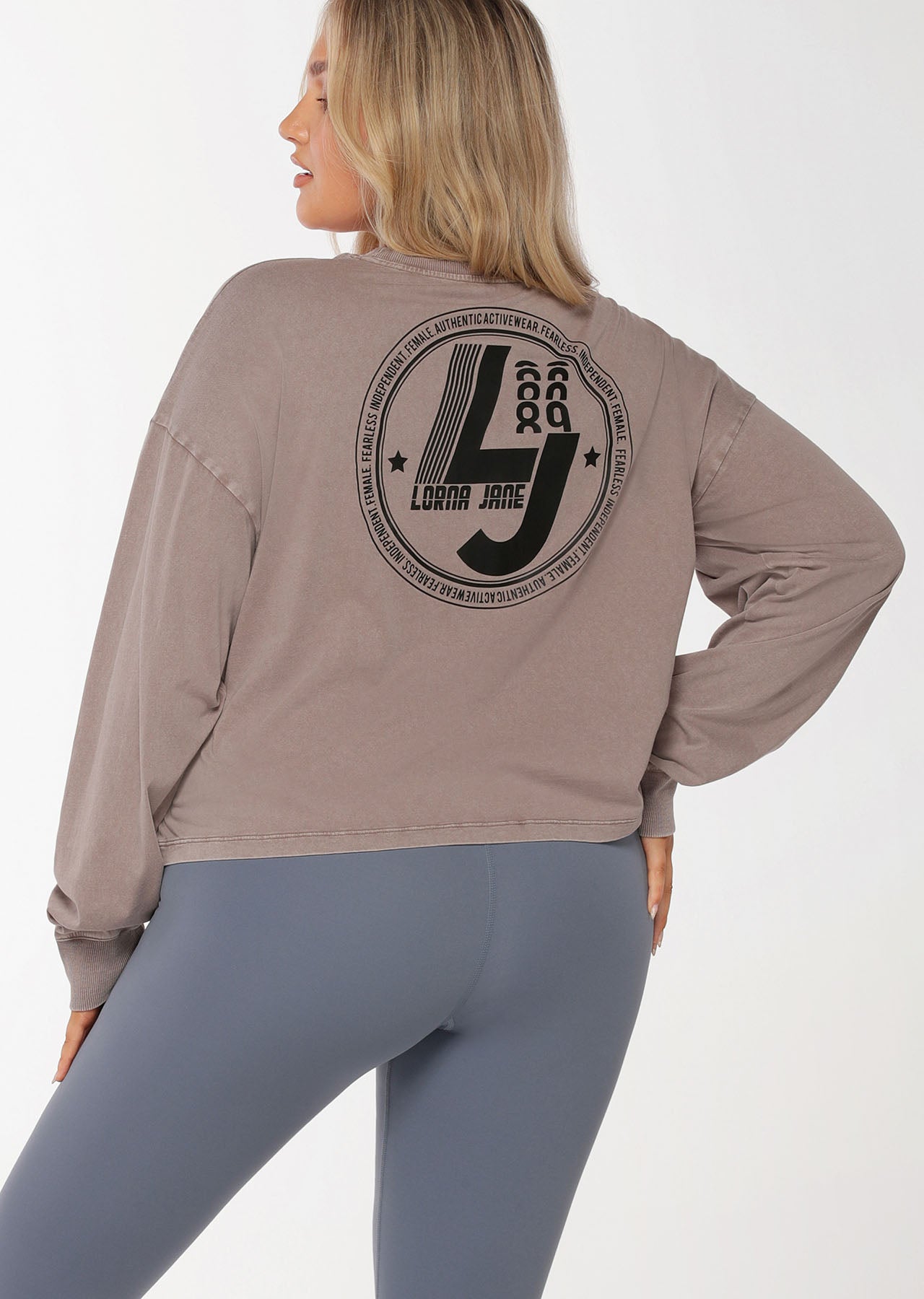 Lorna Jane Sports Club Long Sleeve Top - Washed Bone