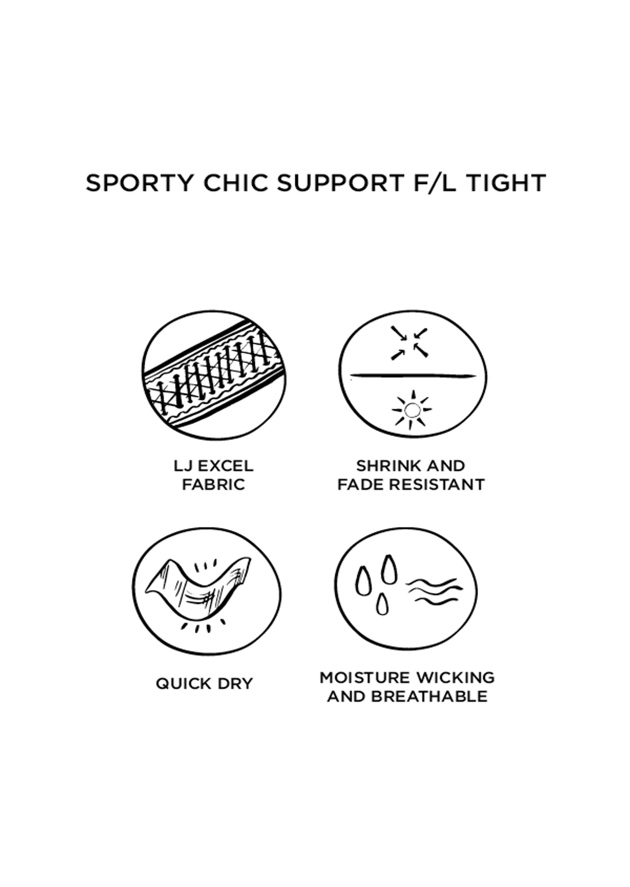 Lorna Jane Sporty Chic Support F/L Tight - Black