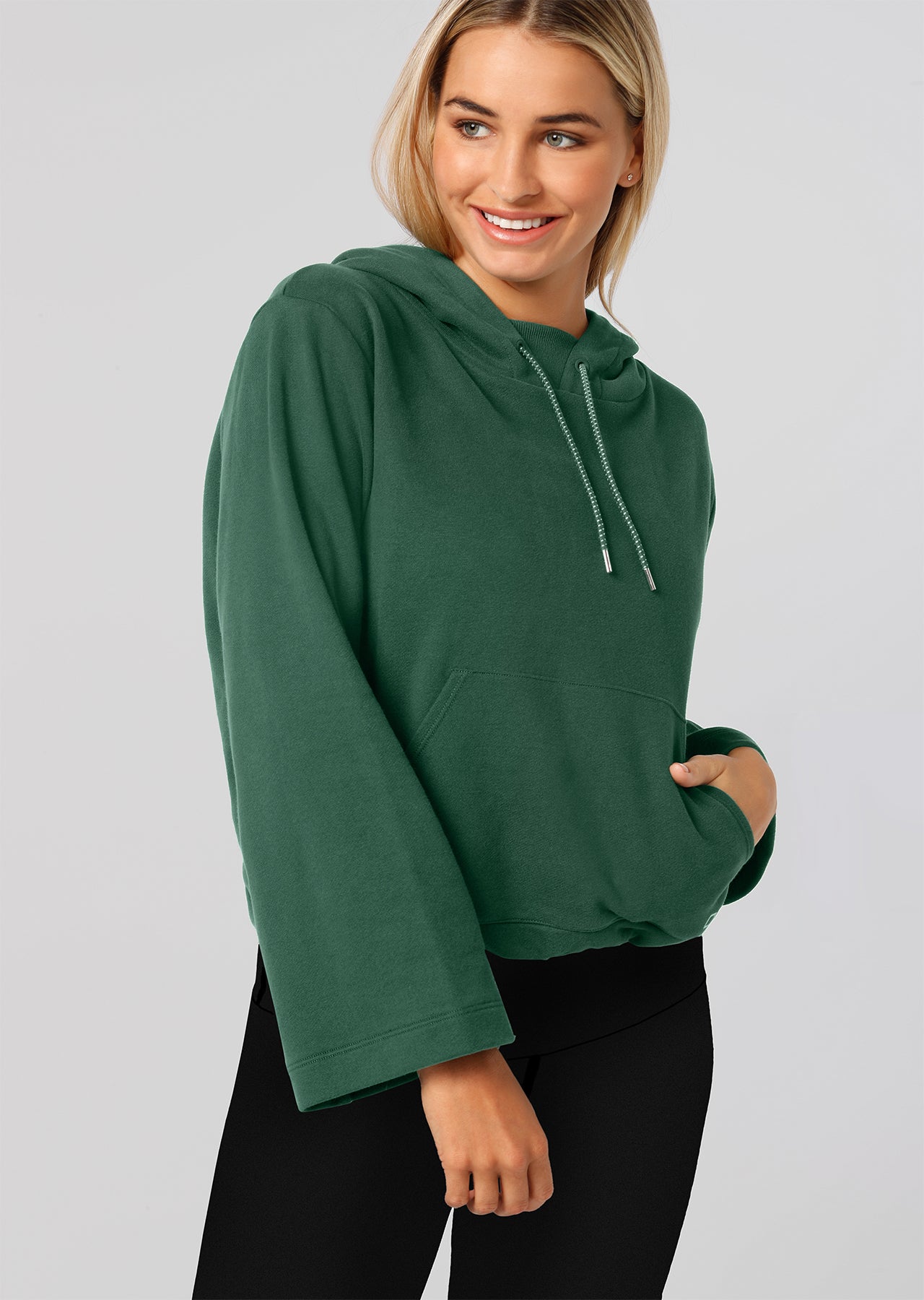 Lorna Jane Squad Cropped Hoodie - Bottle Green