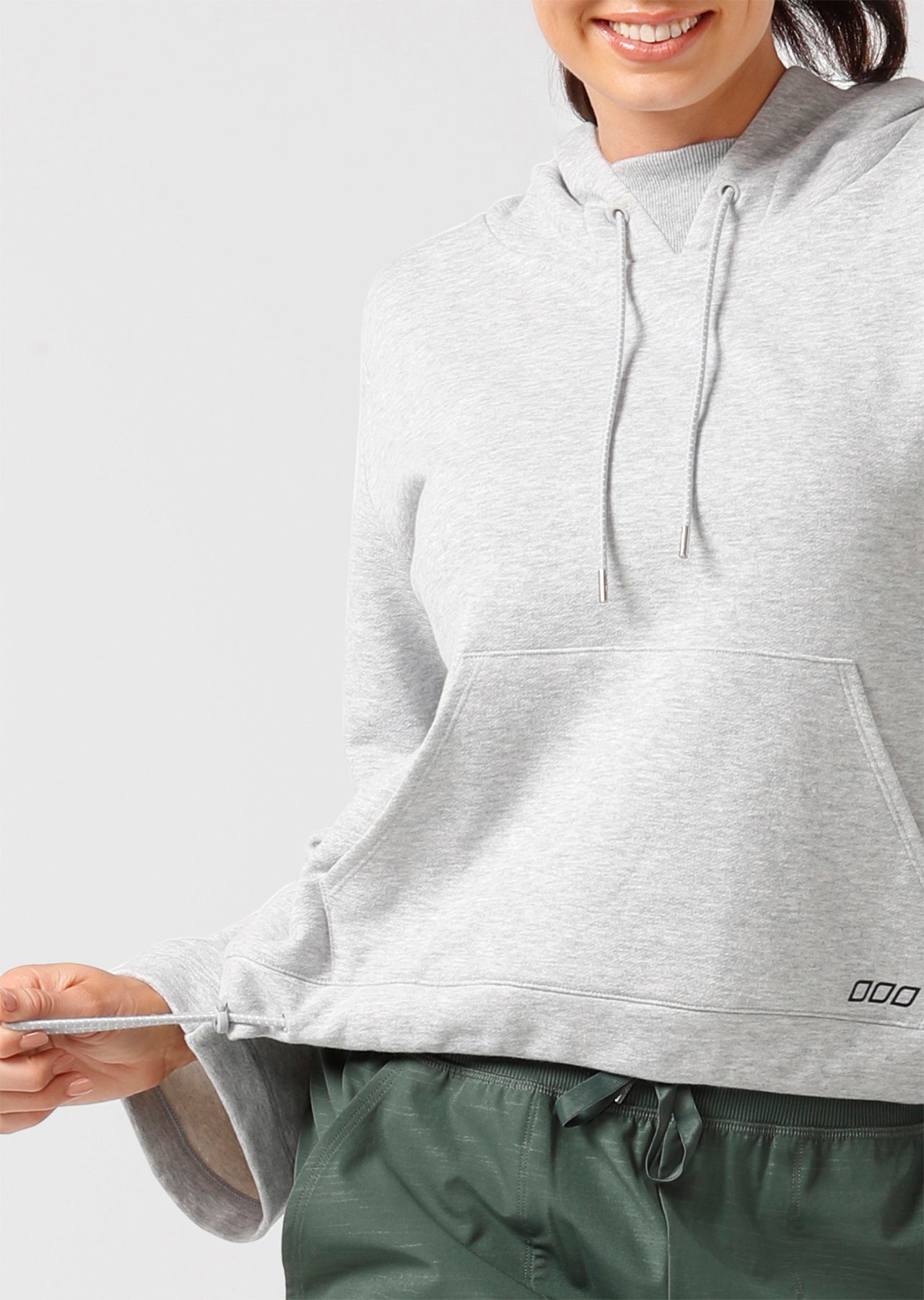 Lorna Jane Squad Cropped Hoodie - Grey Marl