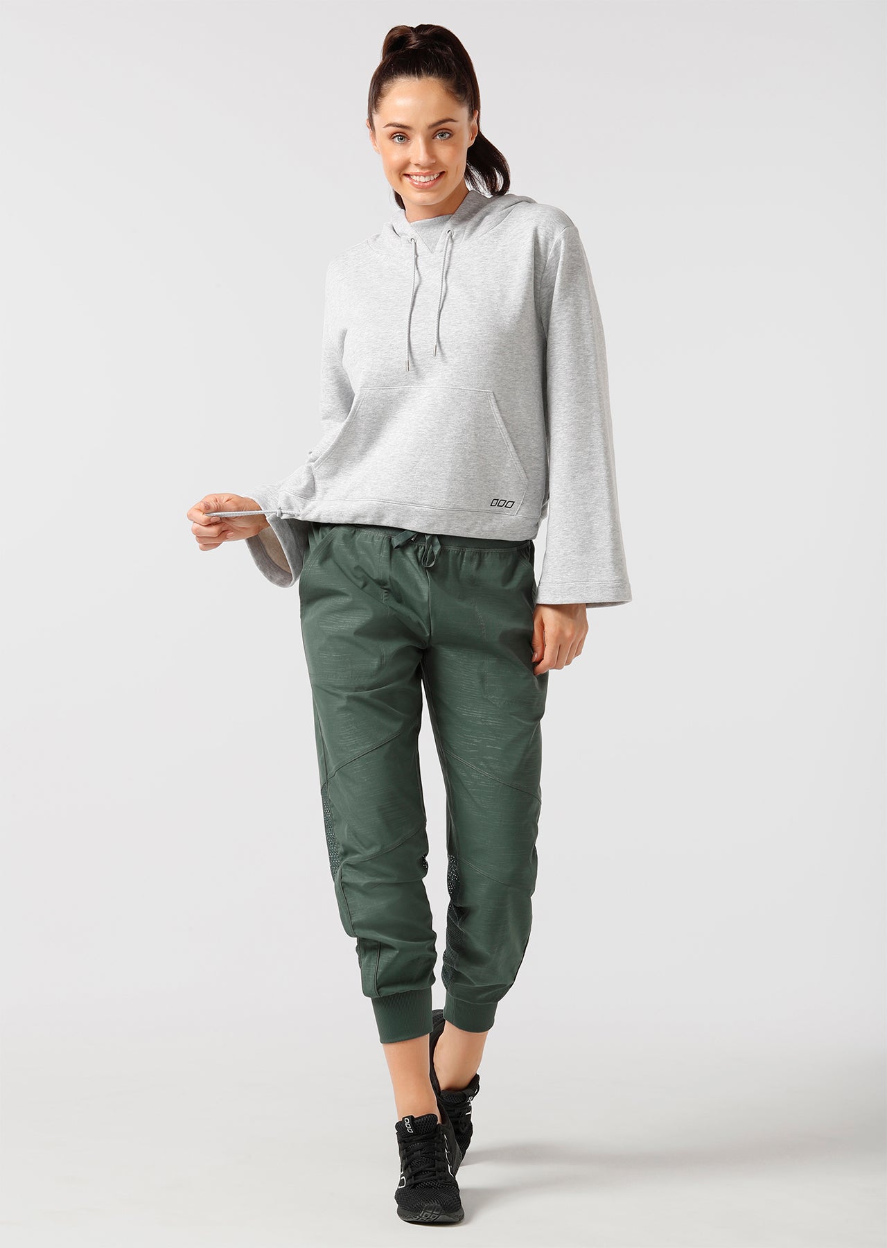 Lorna Jane Squad Cropped Hoodie - Grey Marl