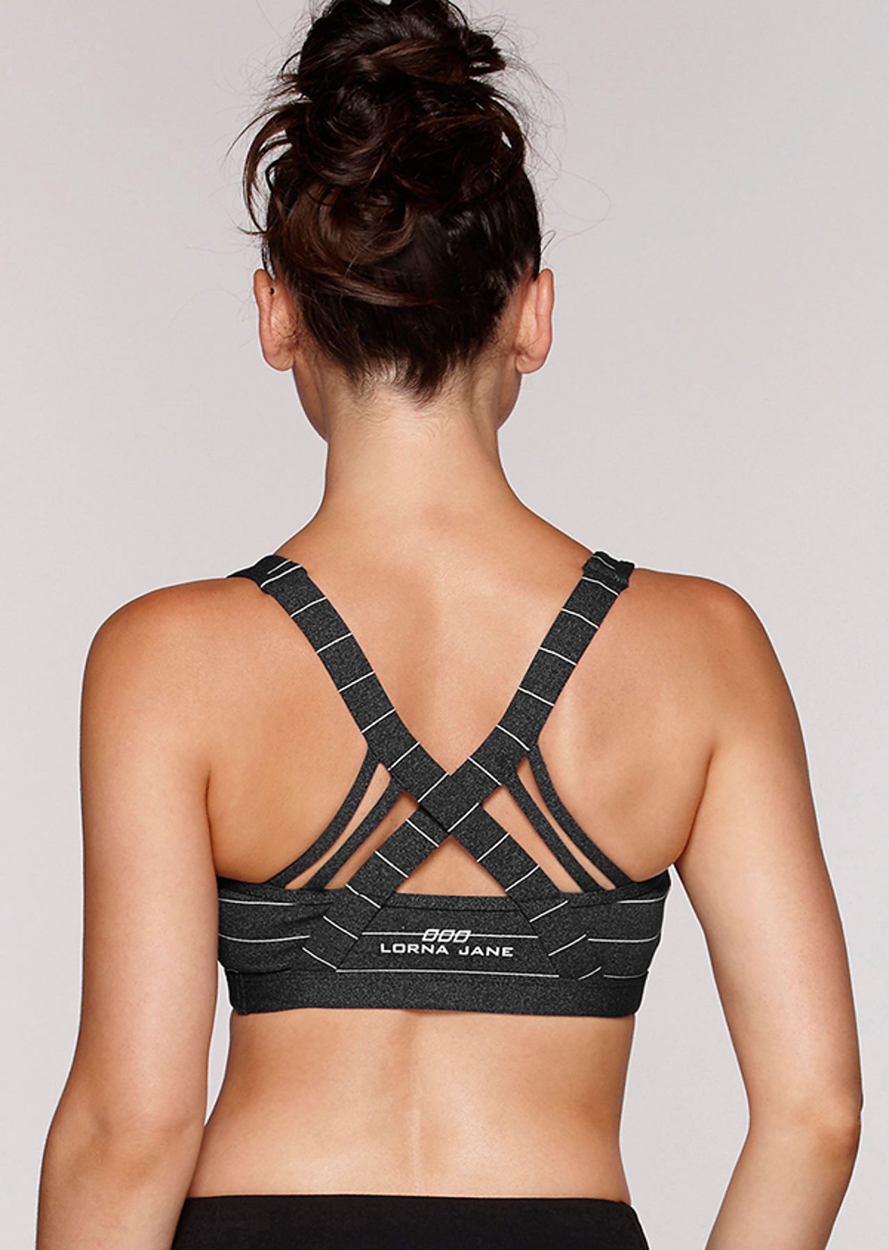 Lorna Jane Stacey Sports Bra - Black Marl Stripe