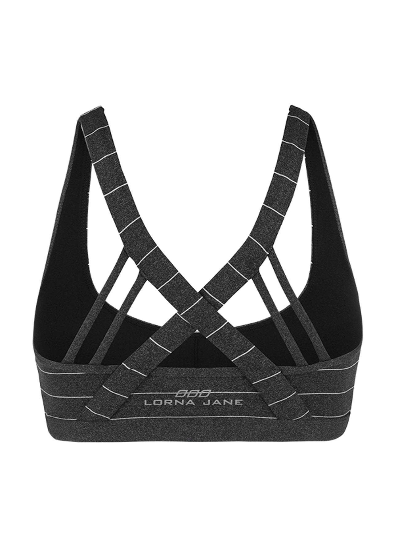 Lorna Jane Stacey Sports Bra - Black Marl Stripe
