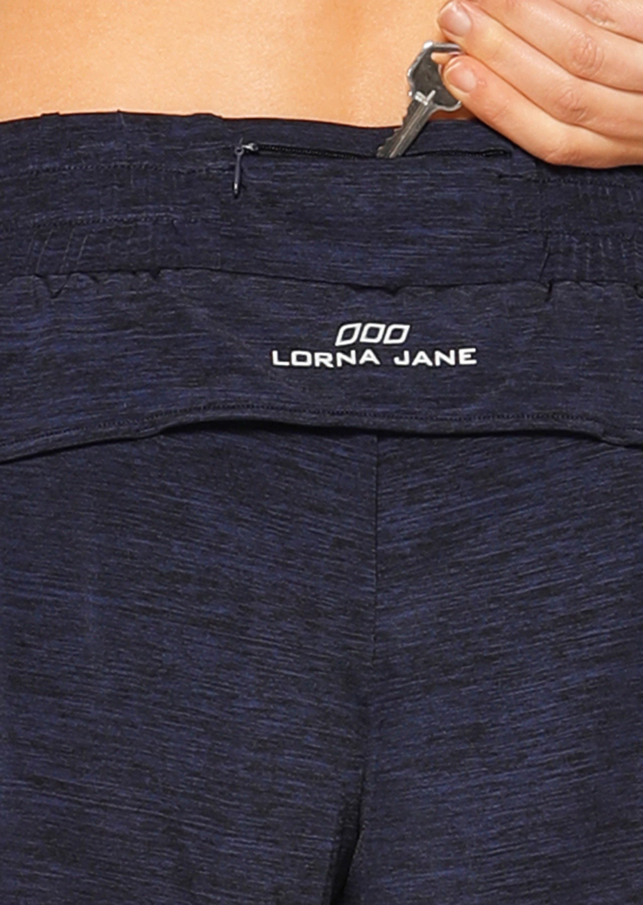Lorna Jane Stay Cool Run Shorts - Marine/Black Marl