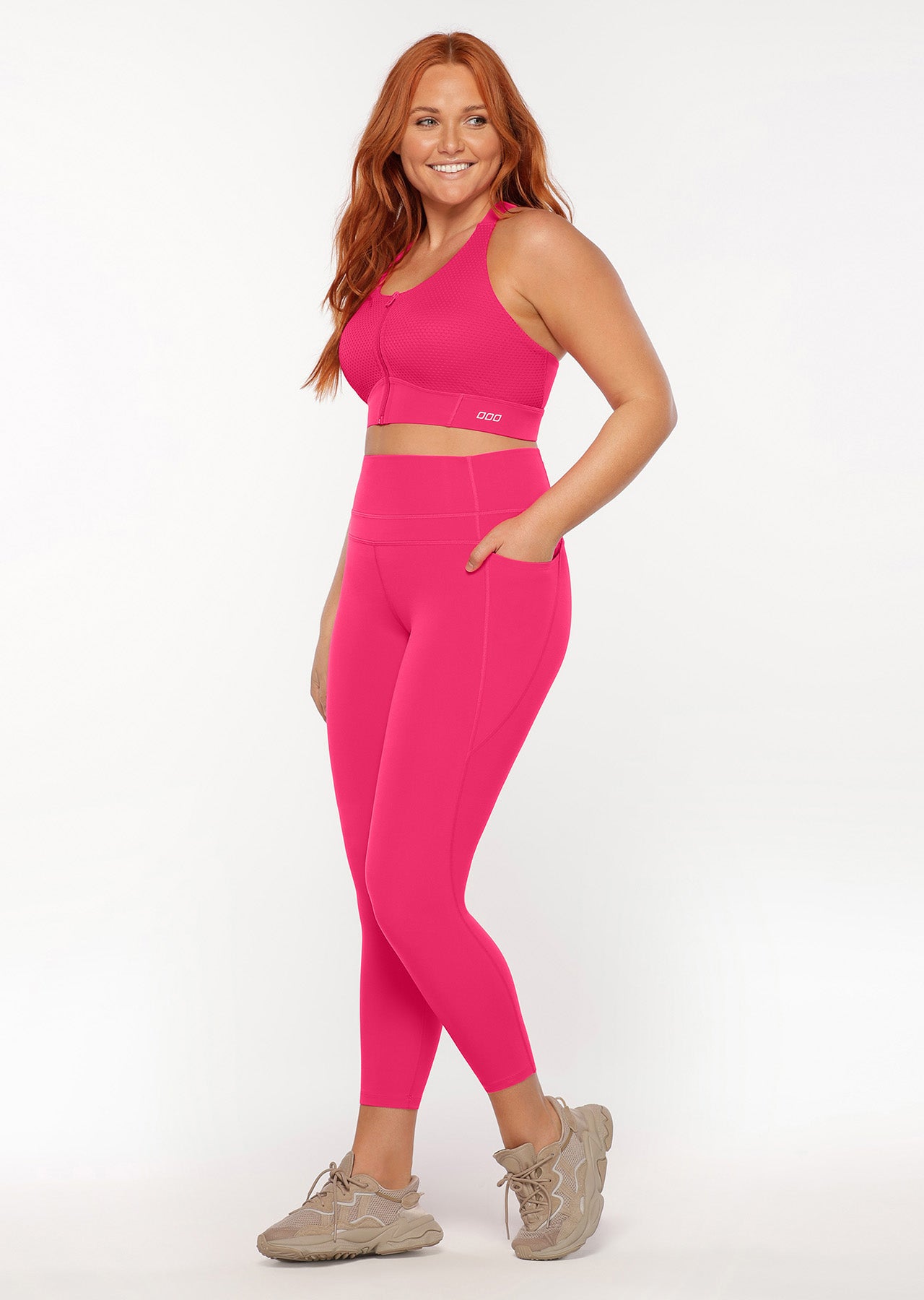 Lorna Jane Stomach Support Ankle Biter Leggings - Neon Raspberry