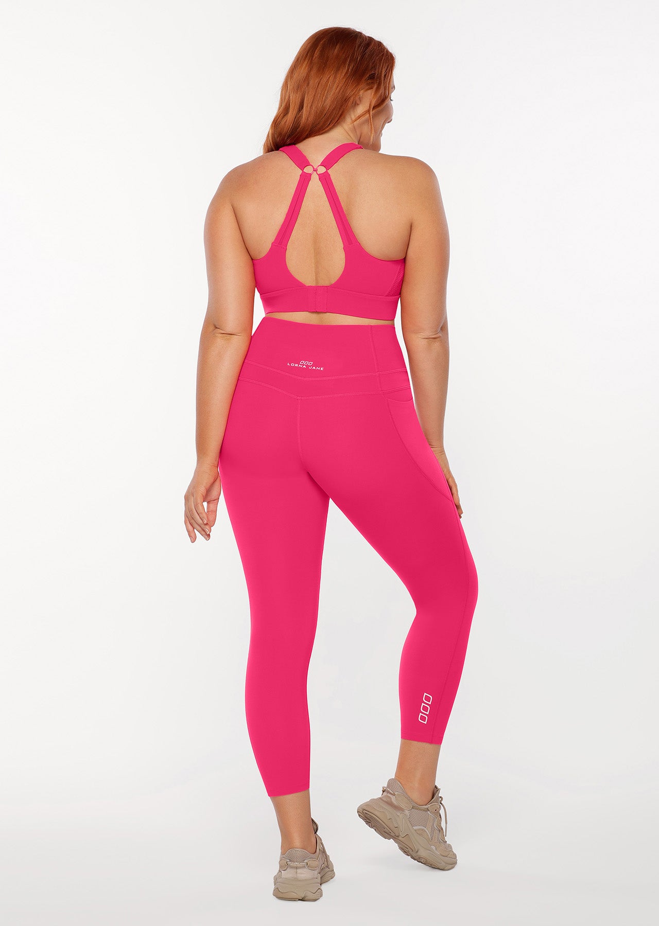 Lorna Jane Stomach Support Ankle Biter Leggings - Neon Raspberry
