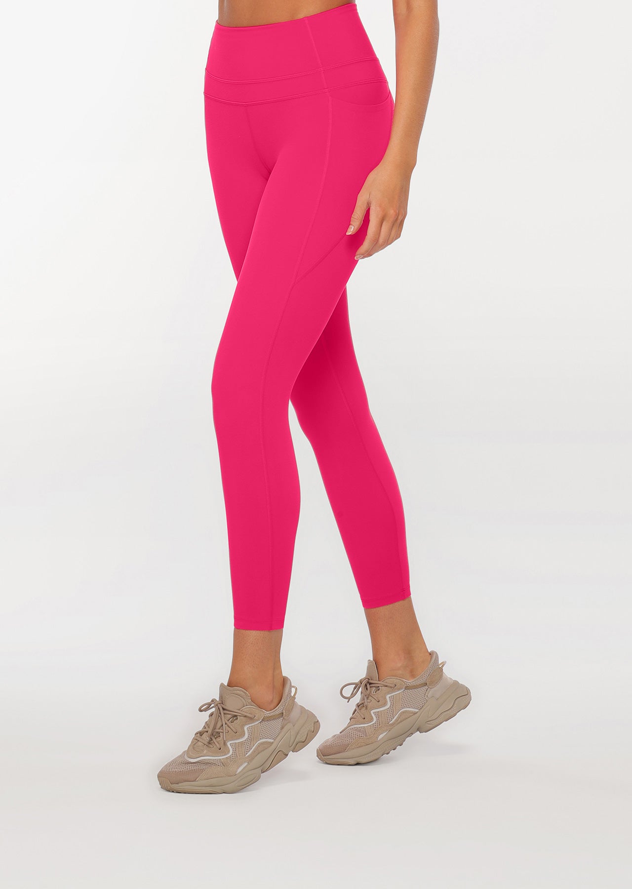 Lorna Jane Stomach Support Ankle Biter Leggings - Neon Raspberry