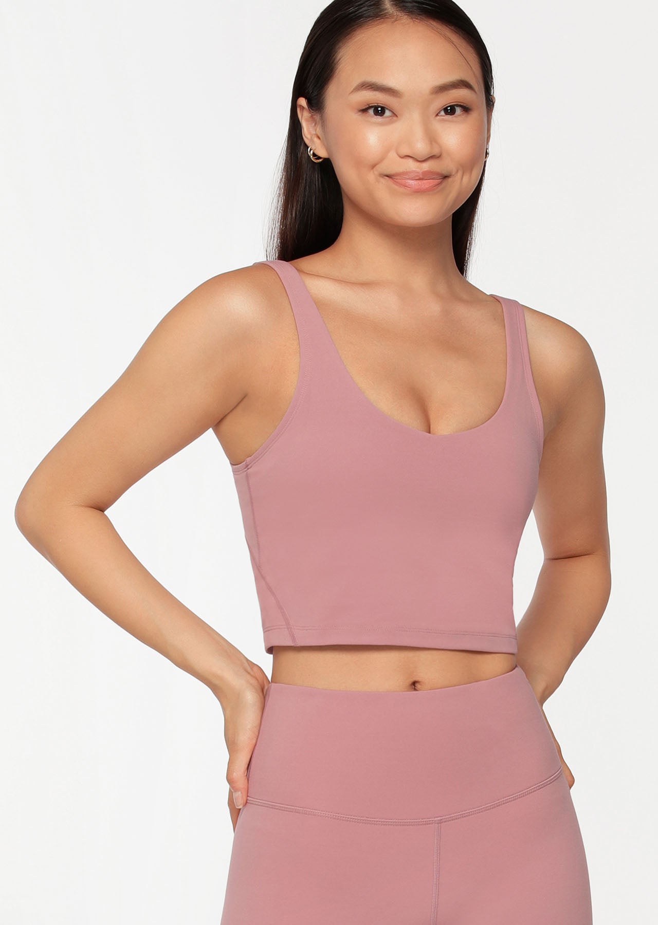 Lorna Jane Streamline Active Cropped Tank - Pale Mauve