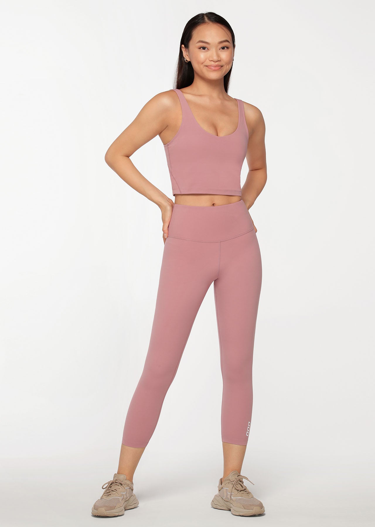 Lorna Jane Streamline Active Cropped Tank - Pale Mauve