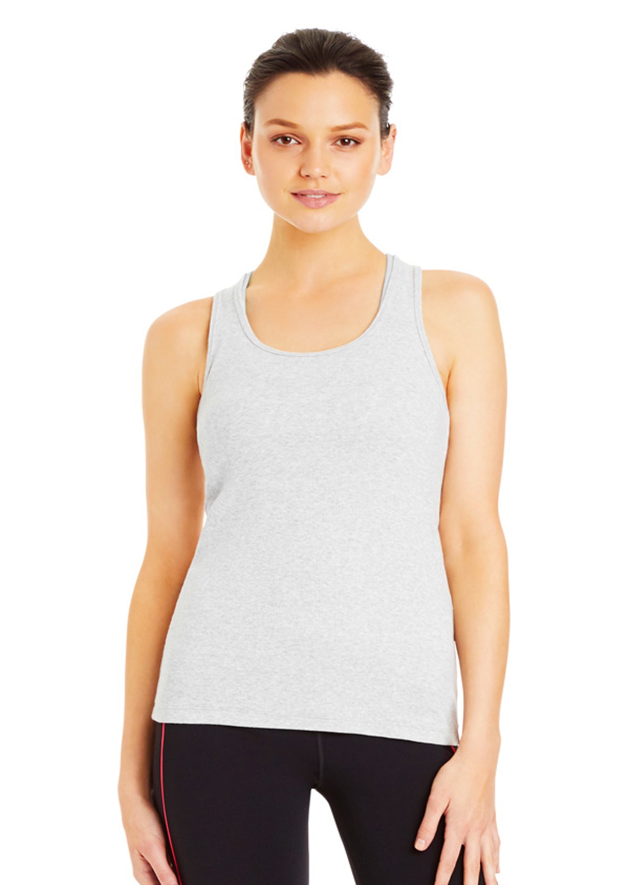 Lorna Jane String Tank - Light Grey Marl