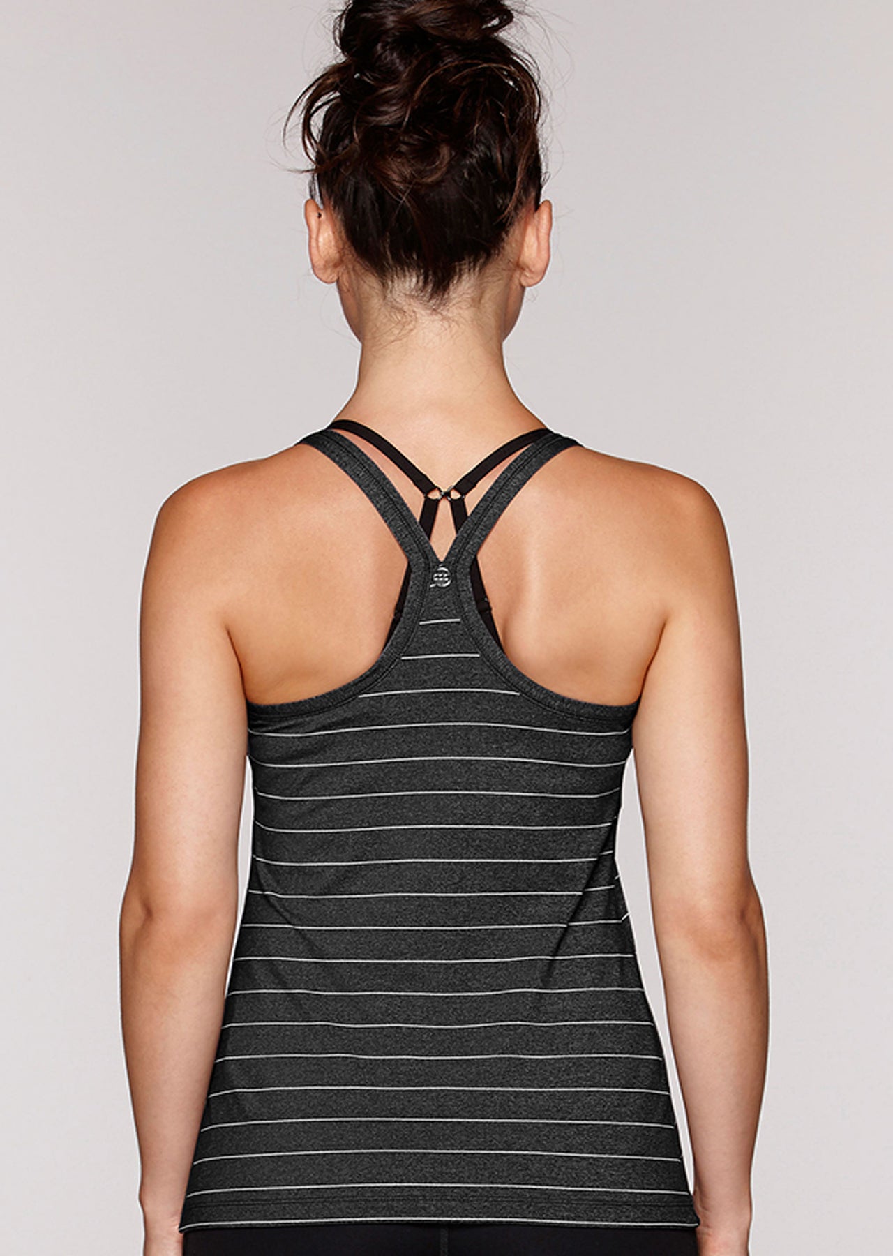 Lorna Jane Stripe Excel Tank - Black Marl Stripe