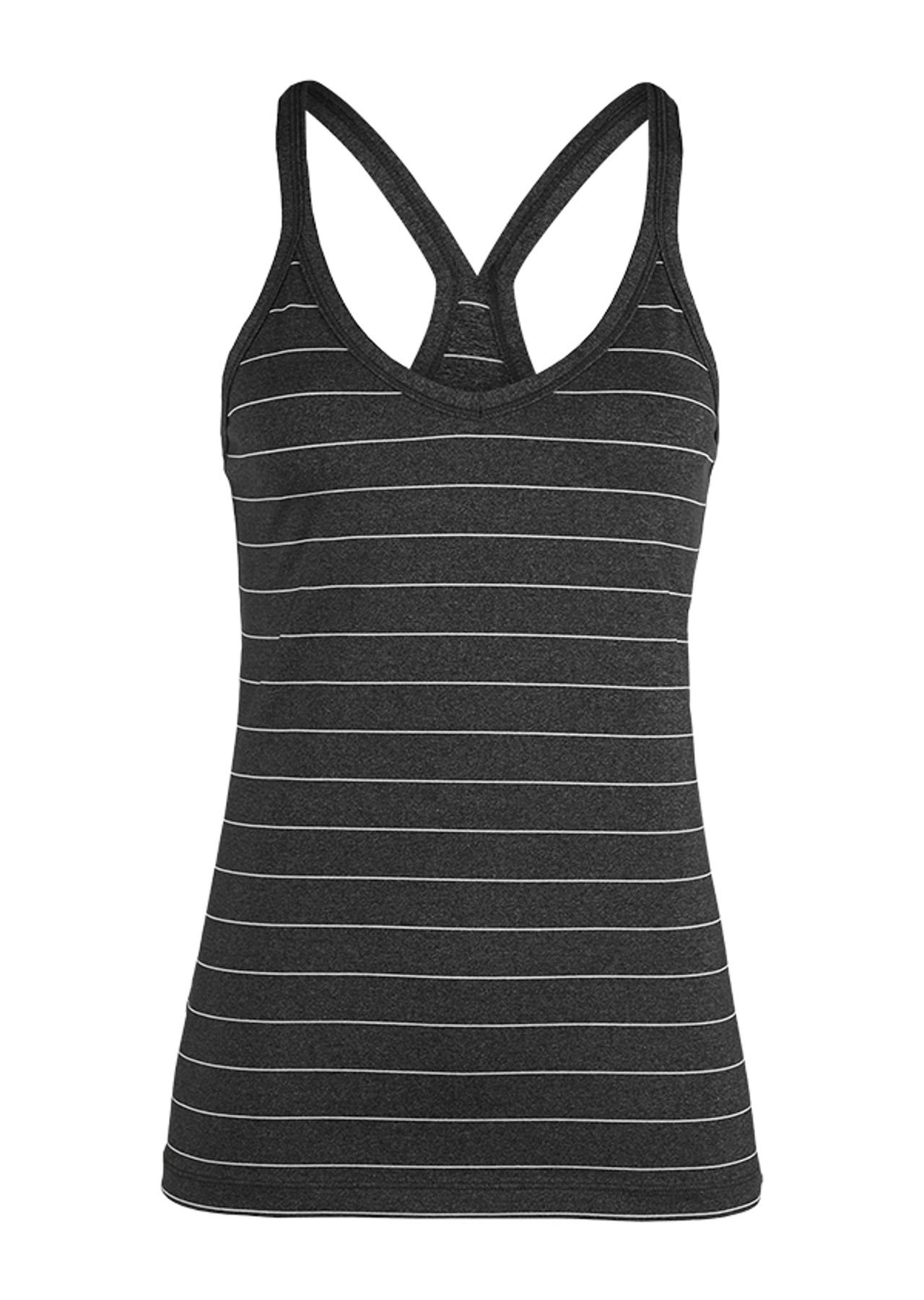Lorna Jane Stripe Excel Tank - Black Marl Stripe