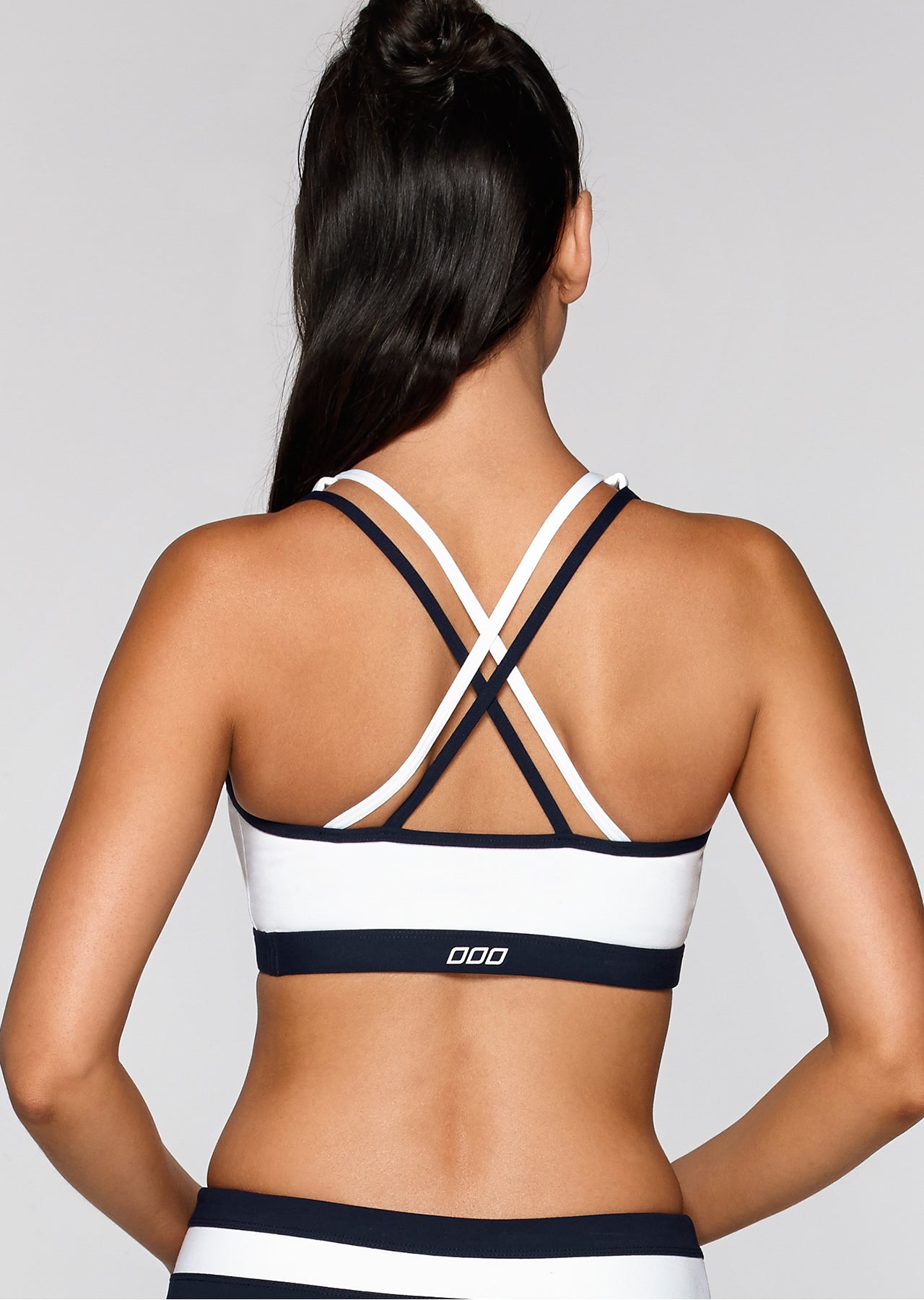 Lorna Jane Stripe Sensation Sports Bra - White/Ink