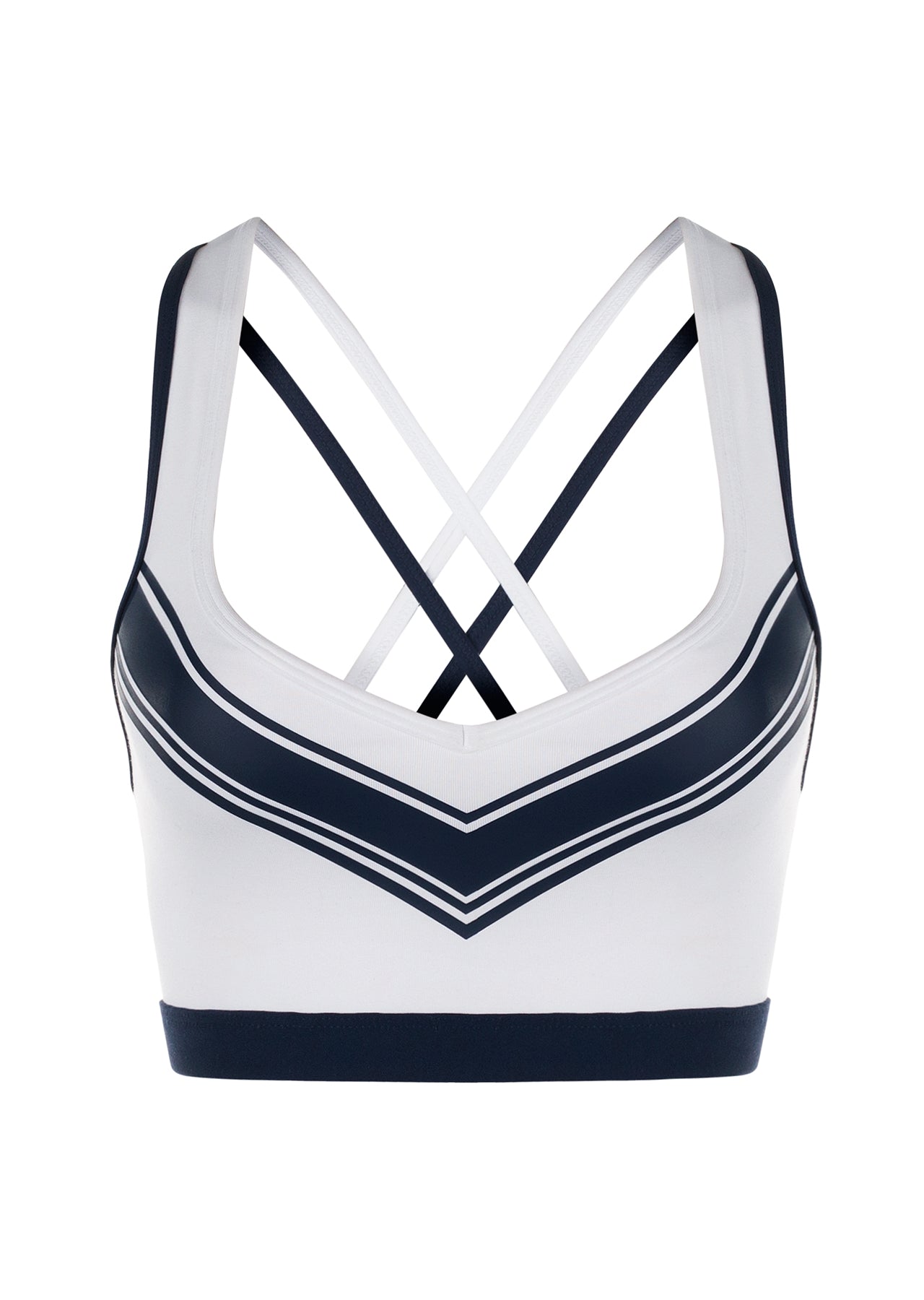 Lorna Jane Stripe Sensation Sports Bra - White/Ink