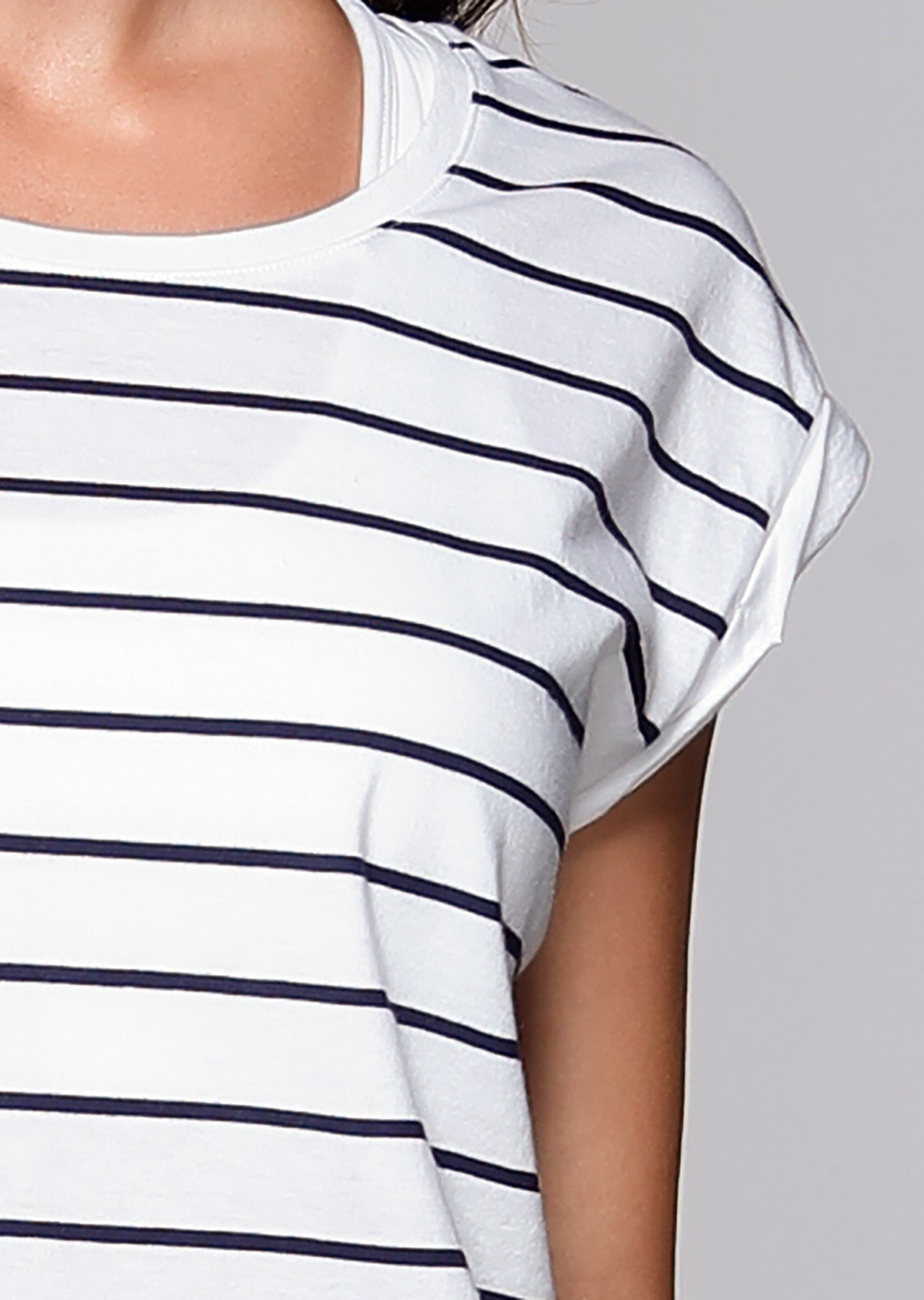 Lorna Jane Stripe Sensation T-Shirt - White/Ink Stripe